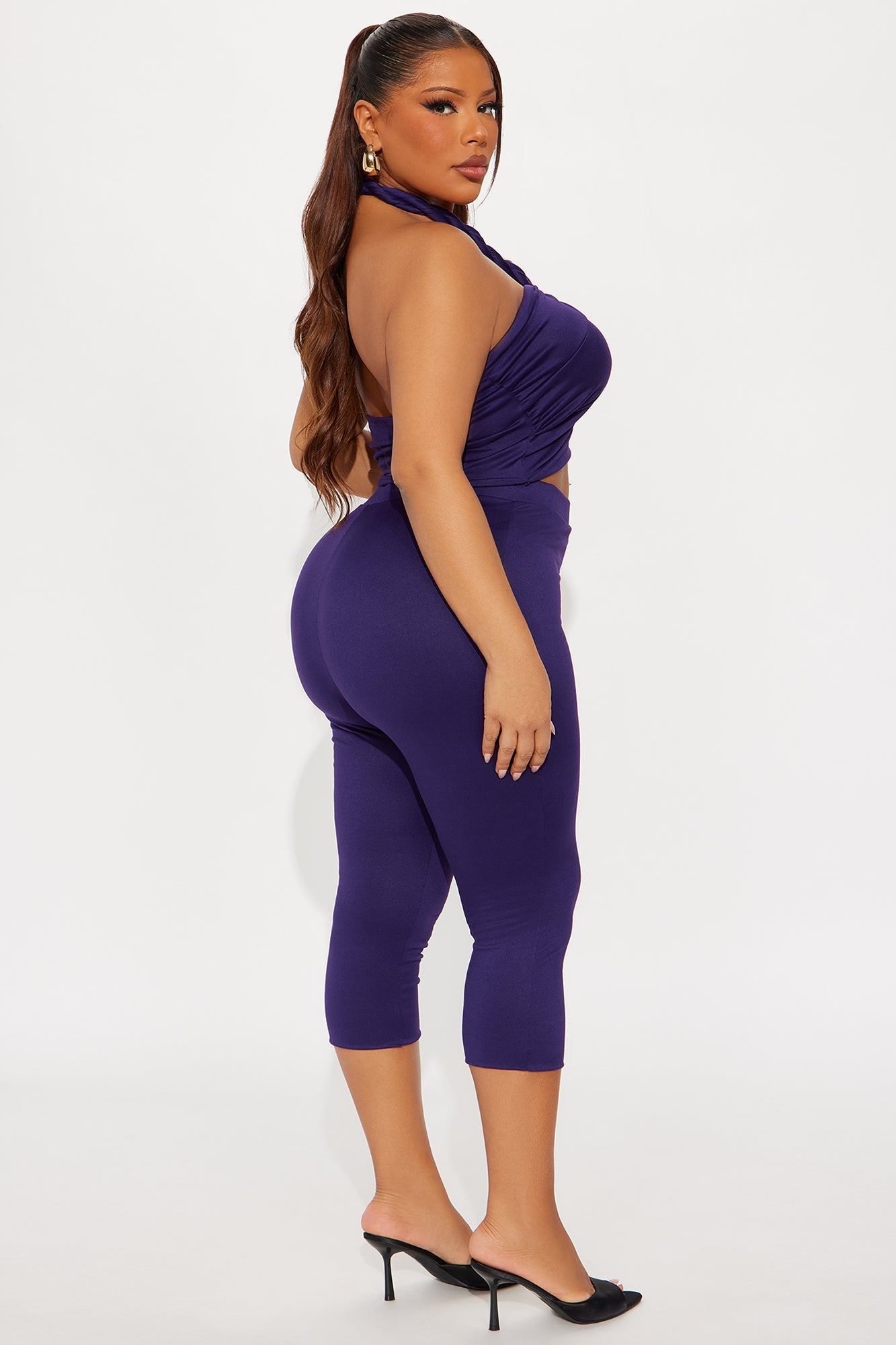 Heatwave Hottie Halter Capri Set - Plum