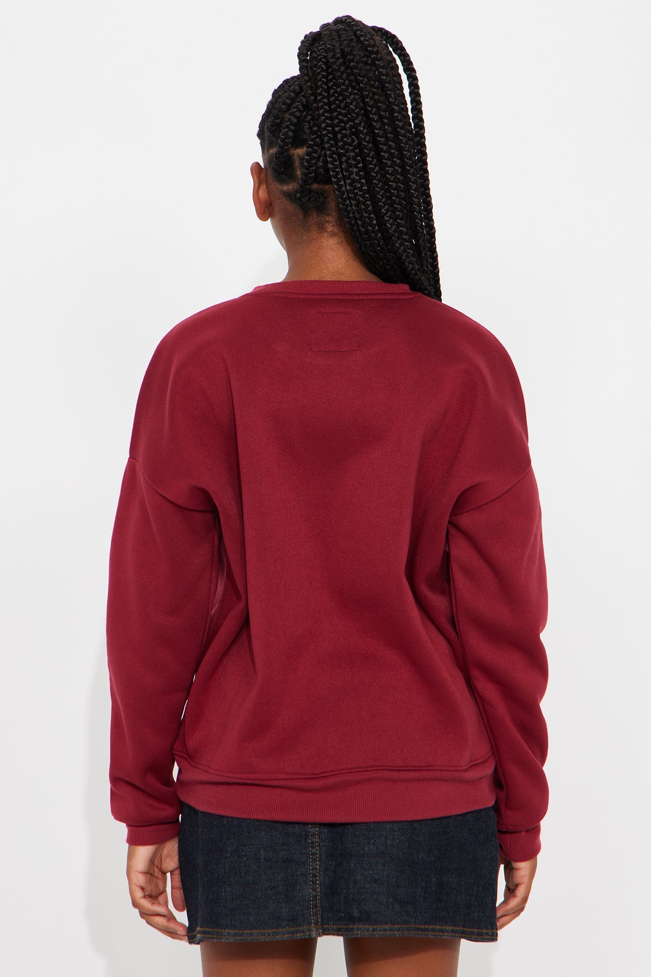 Mini Boston Cutie Graphic Crew Neck Sweatshirt - Burgundy