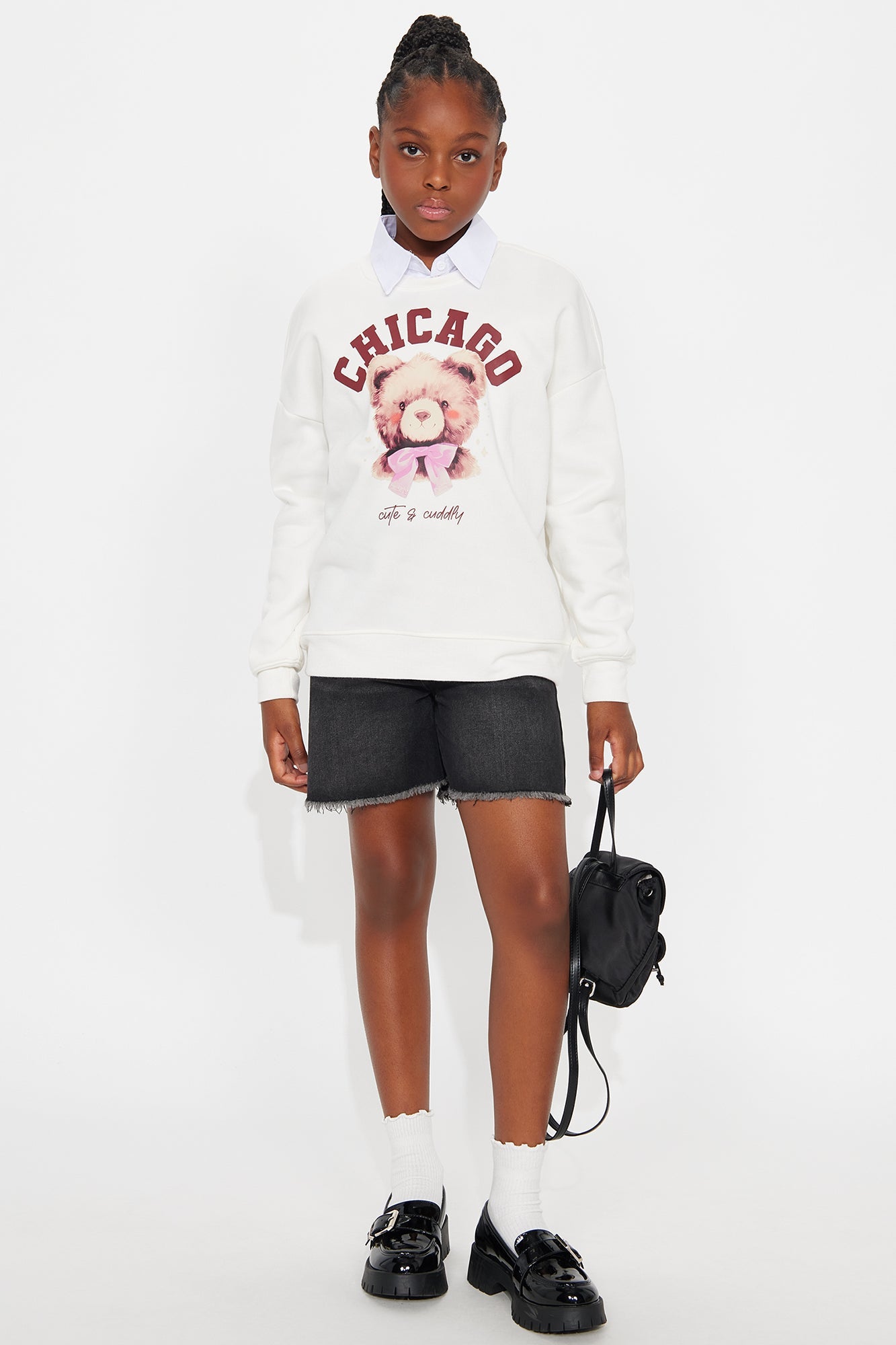 Mini Chicago Cutie Graphic Crew Neck Sweatshirt - Cream