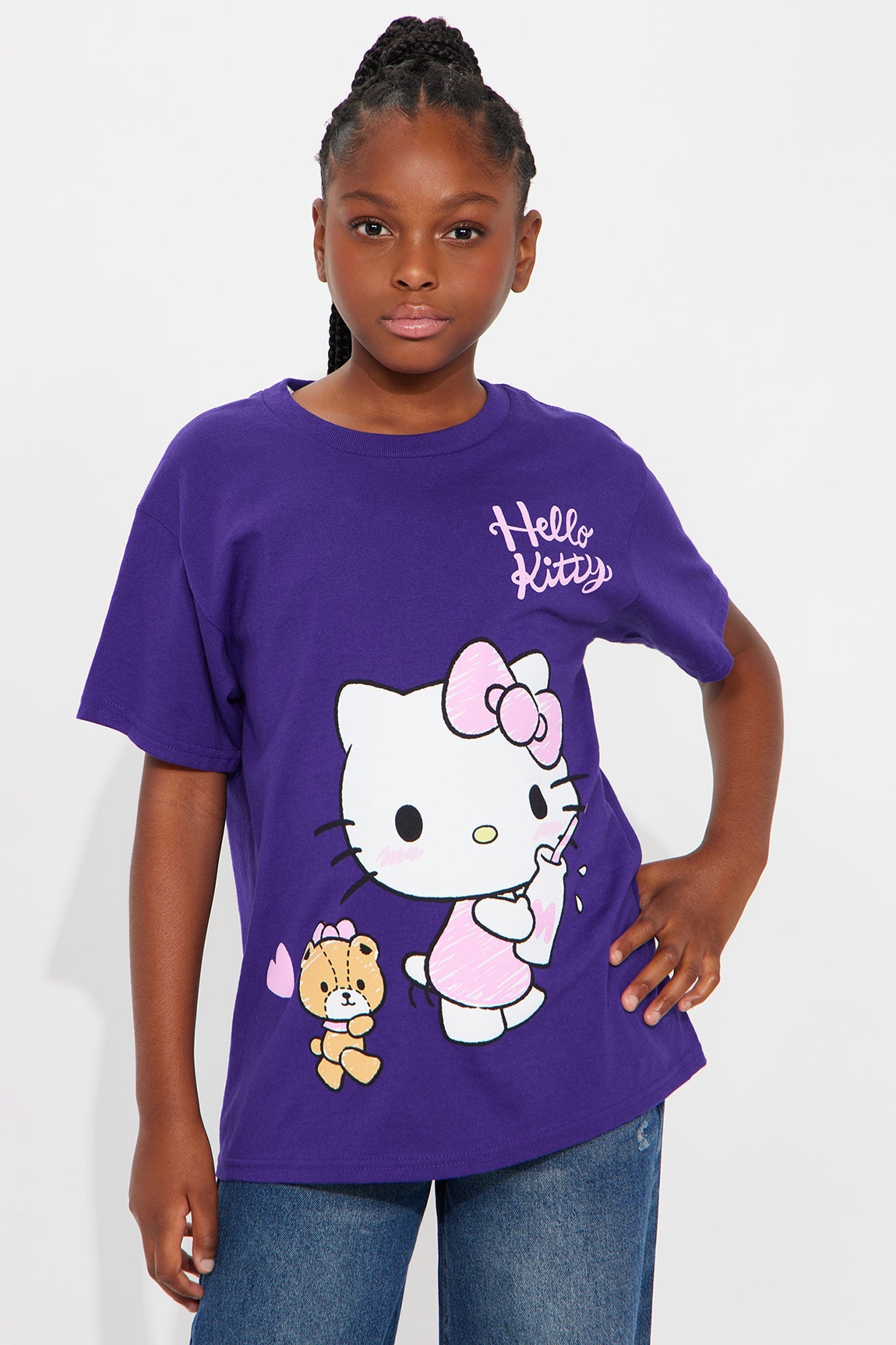 Mini Hello Kitty Beary Sweet Short Sleeve Tee - Purple