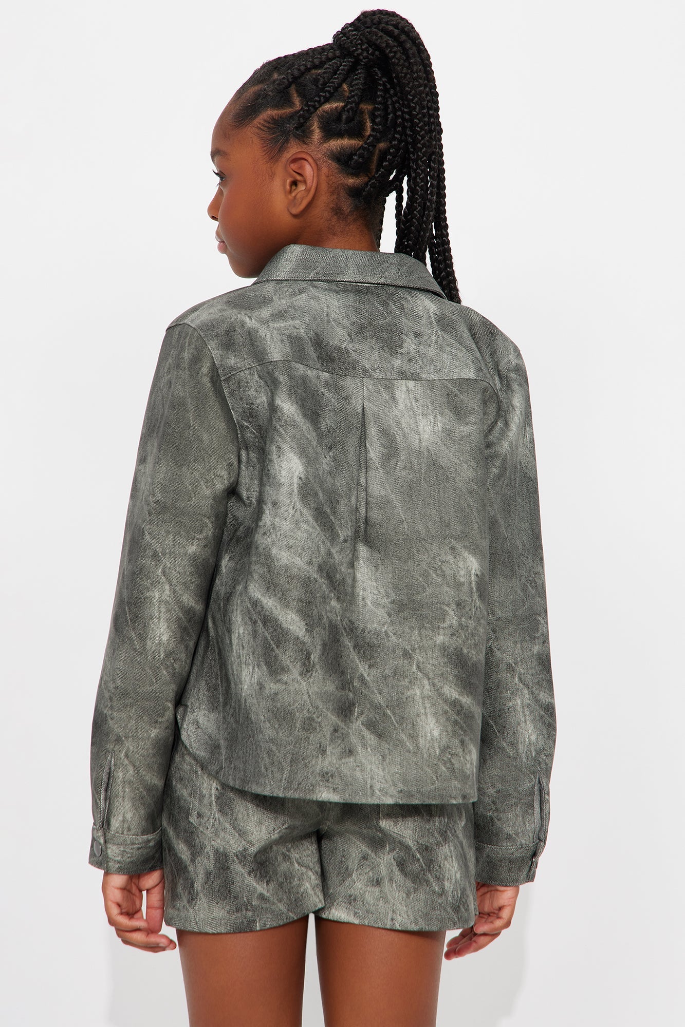 Mini Harvey Washed Faux Leather Skort Set - Charcoal