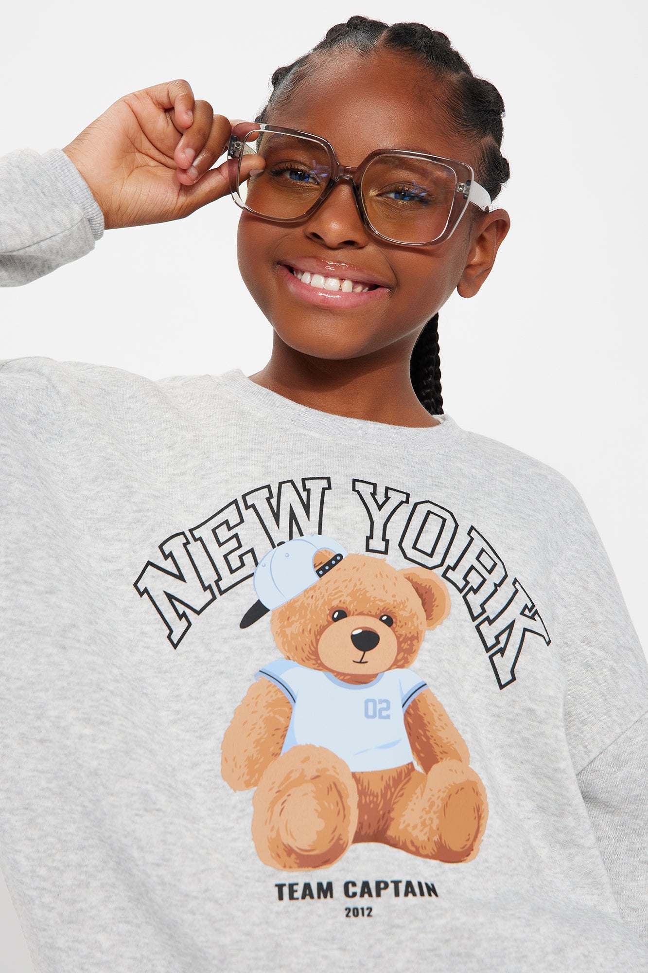 Mini New York Cutie Graphic Crew Neck Sweatshirt - Heather Grey