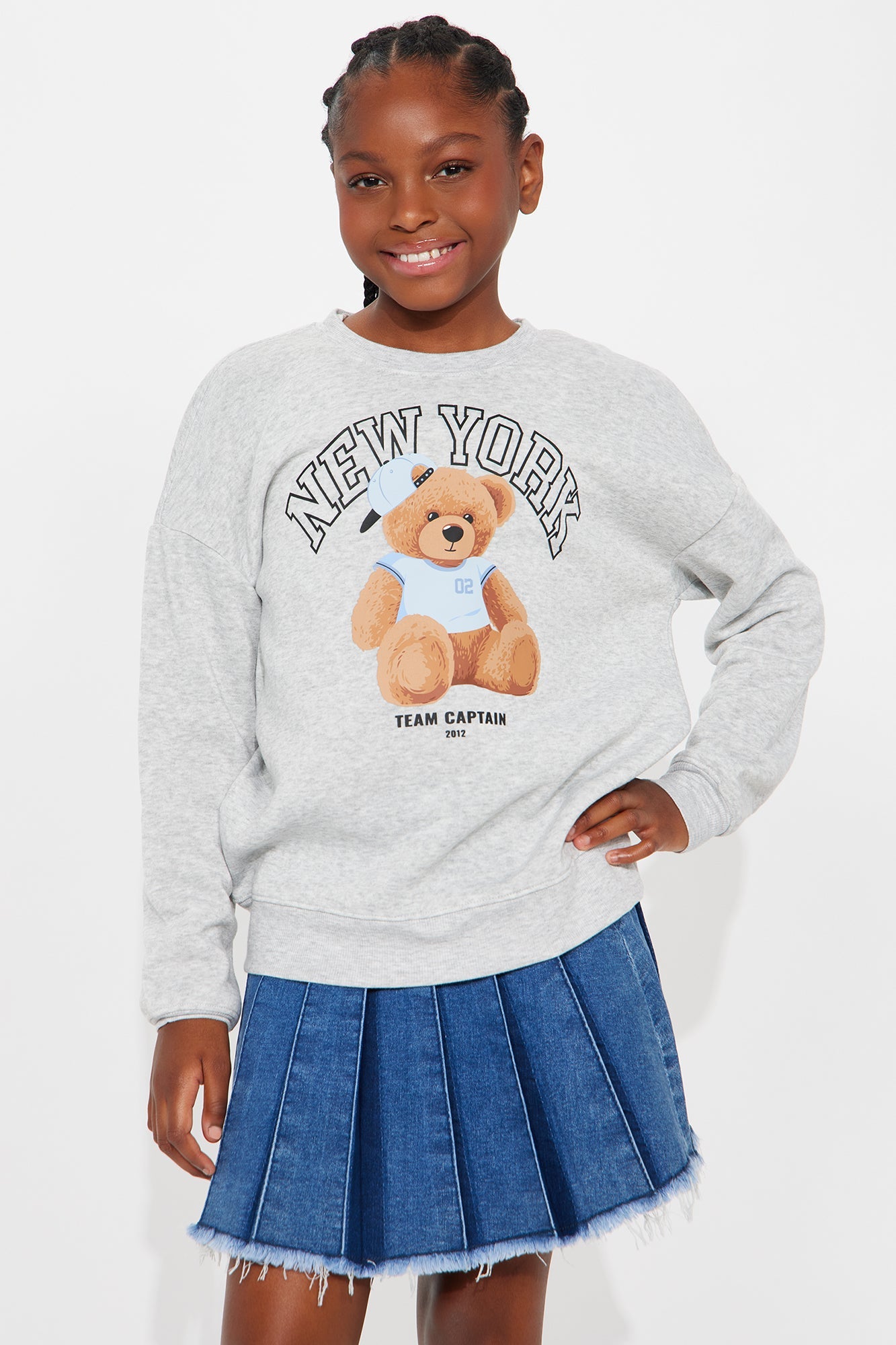 Mini New York Cutie Graphic Crew Neck Sweatshirt - Heather Grey