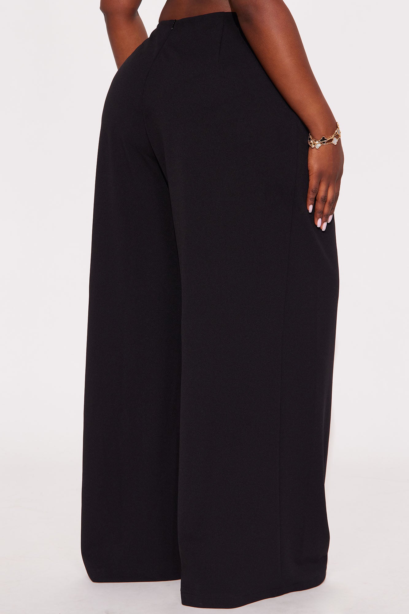 Brigitte Crepe Knit Wide Leg Pleated Pant 33″ - Black
