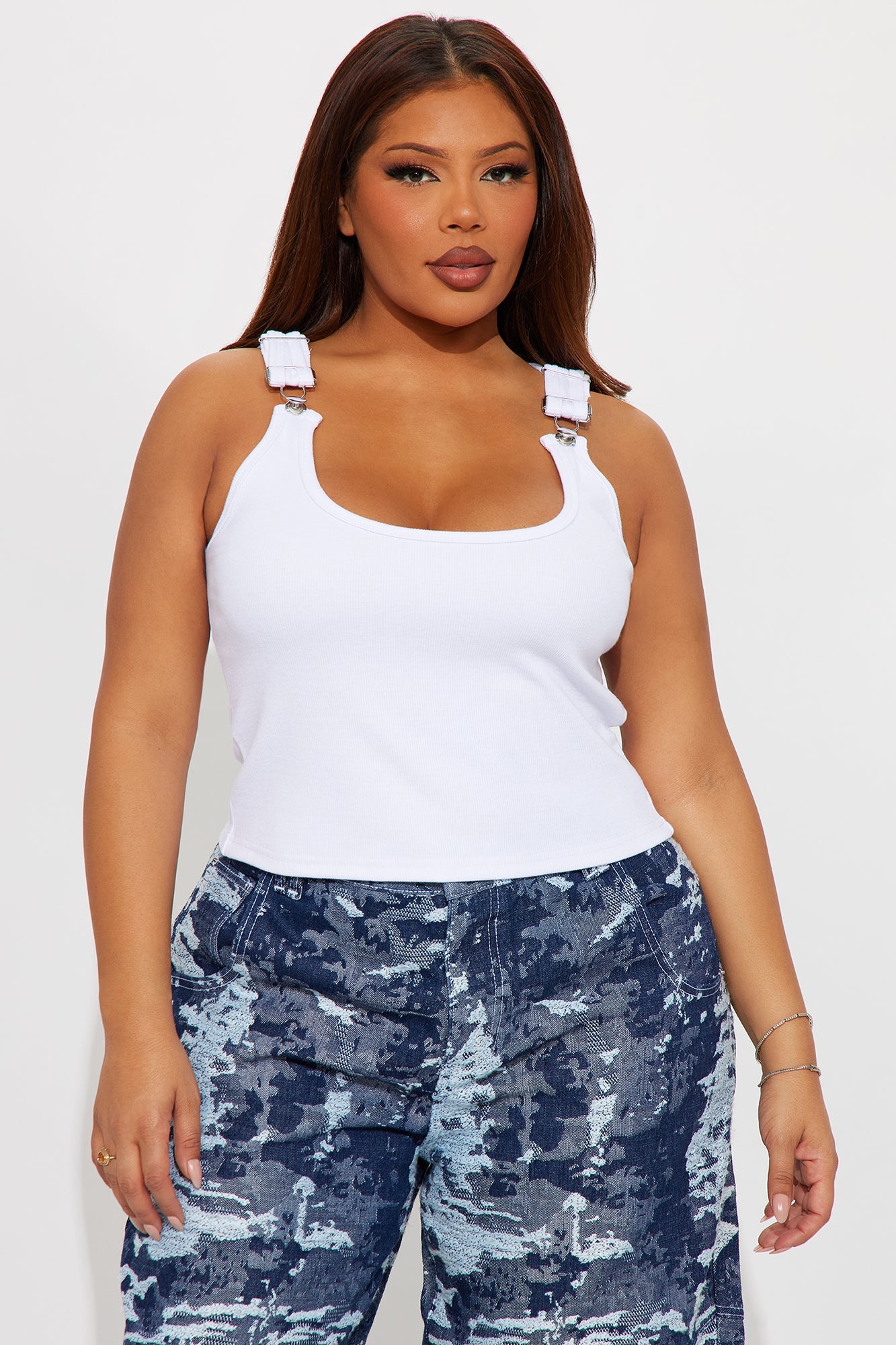 Olivia Overall Tank Top - White