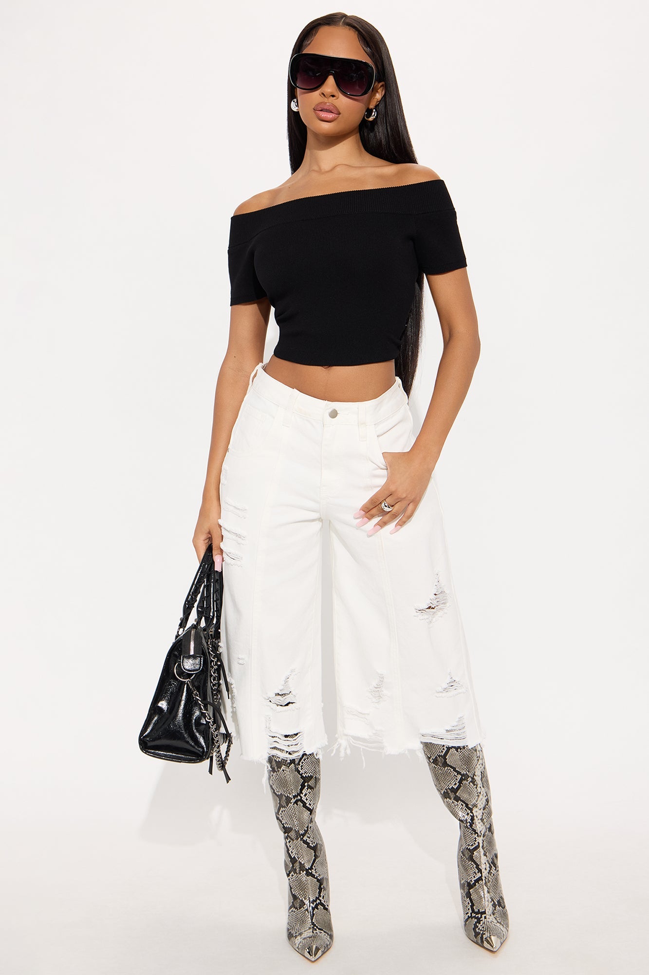 Call My Name Cropped Wide Leg Jeans - White