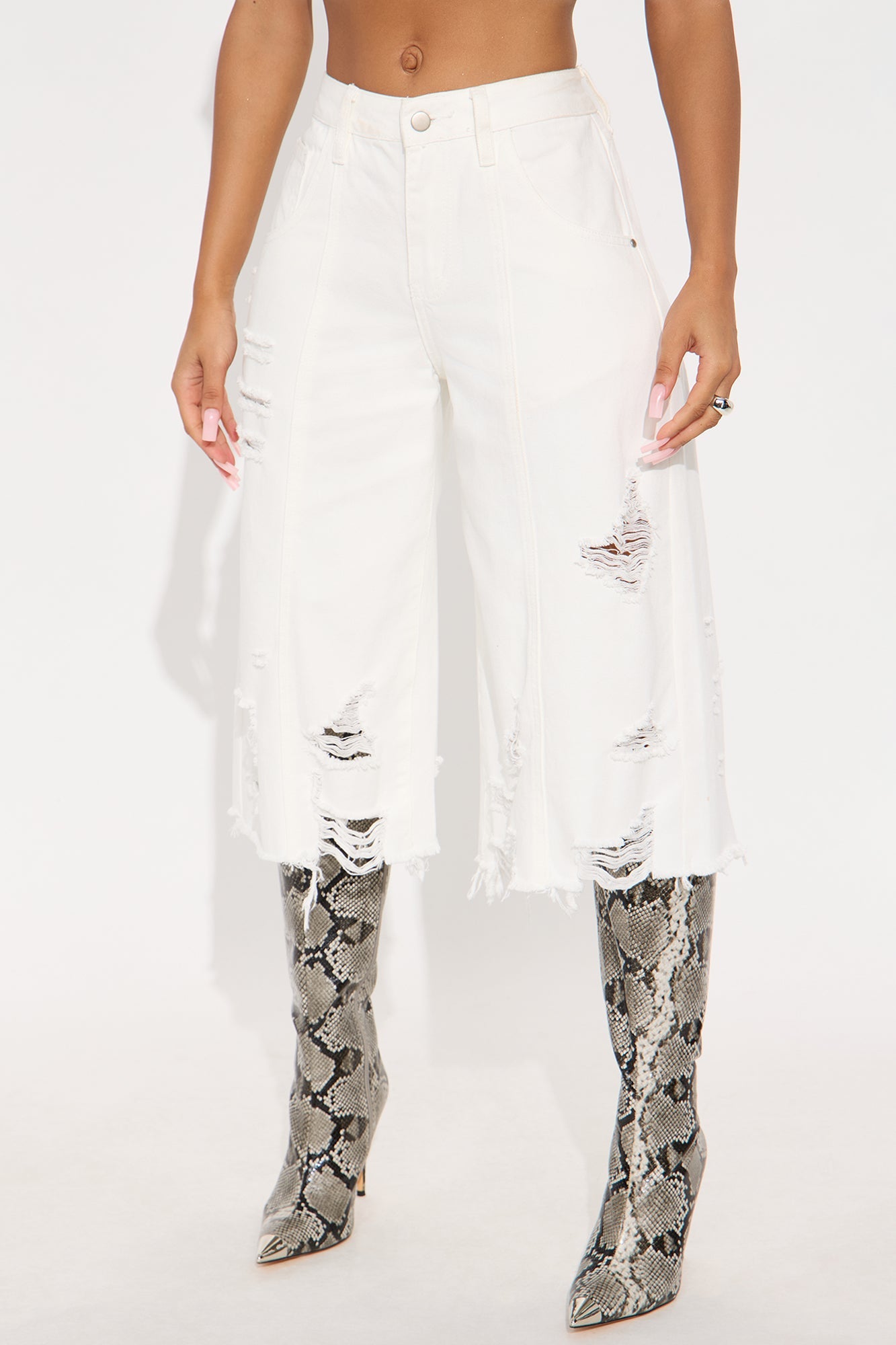 Call My Name Cropped Wide Leg Jeans - White