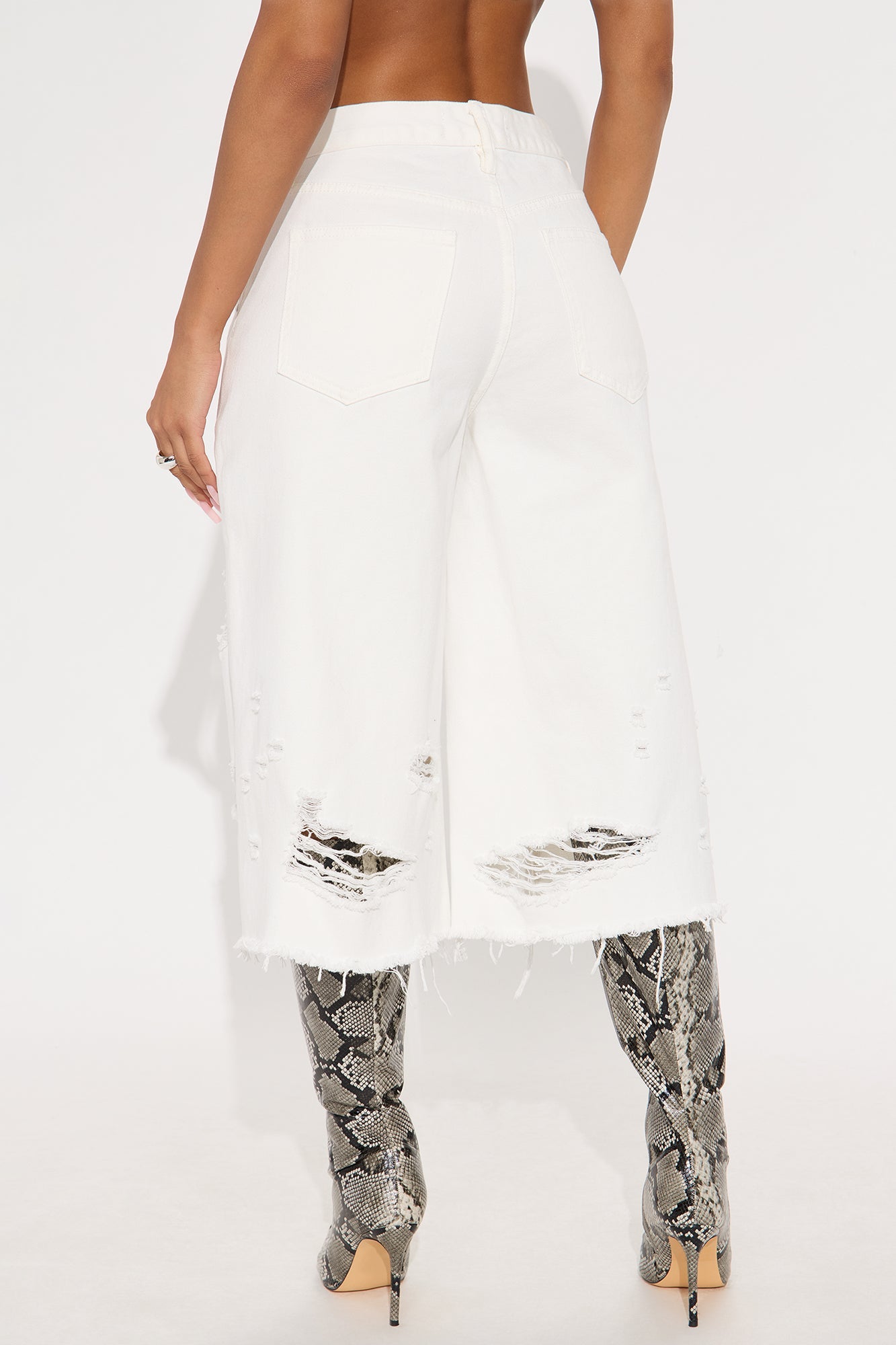 Call My Name Cropped Wide Leg Jeans - White