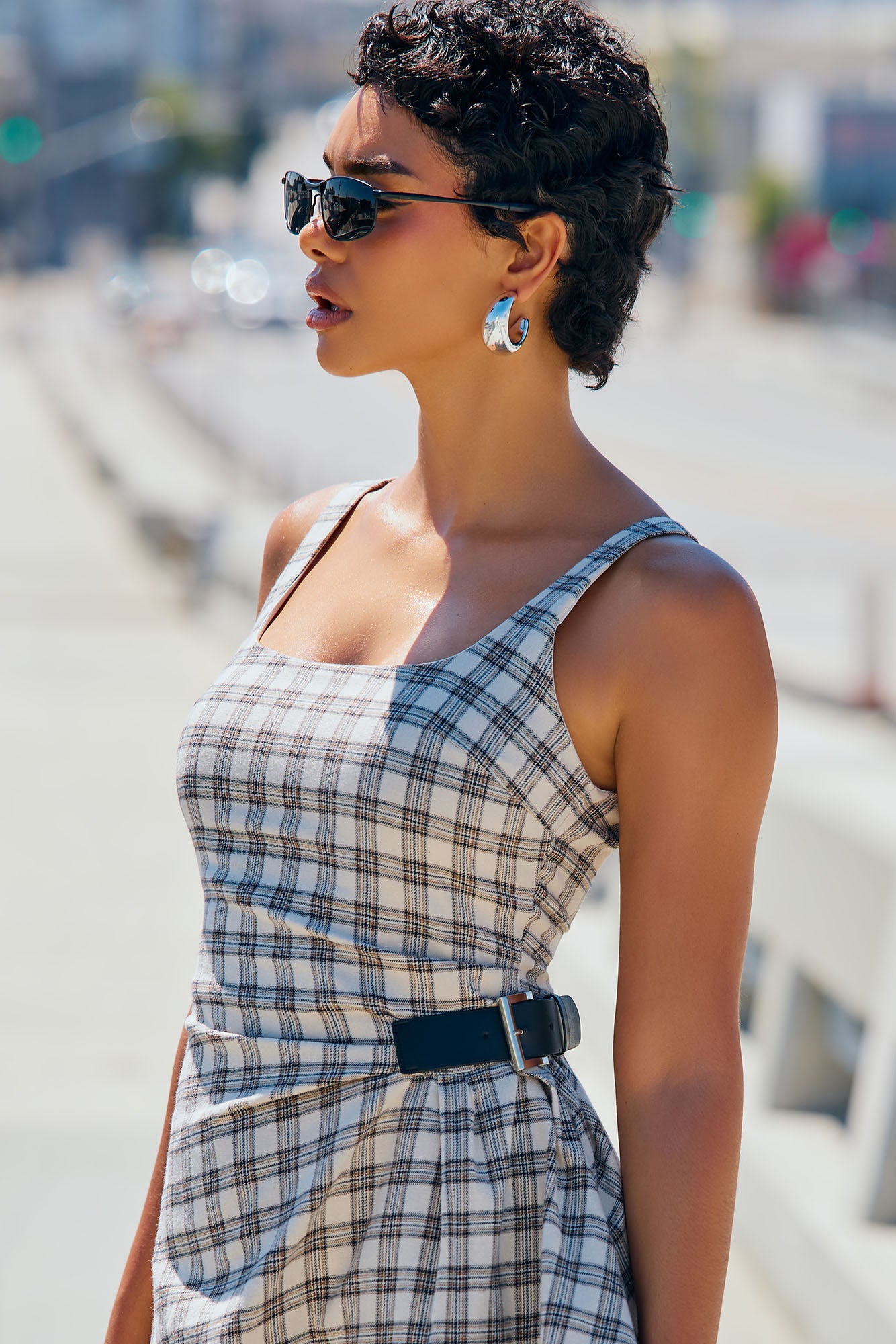 Ashwood Plaid Mini Dress - Cream