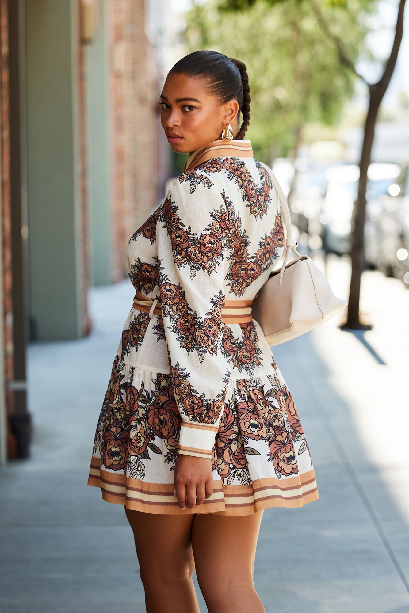 Garden Party Linen Mini Dress - Mocha