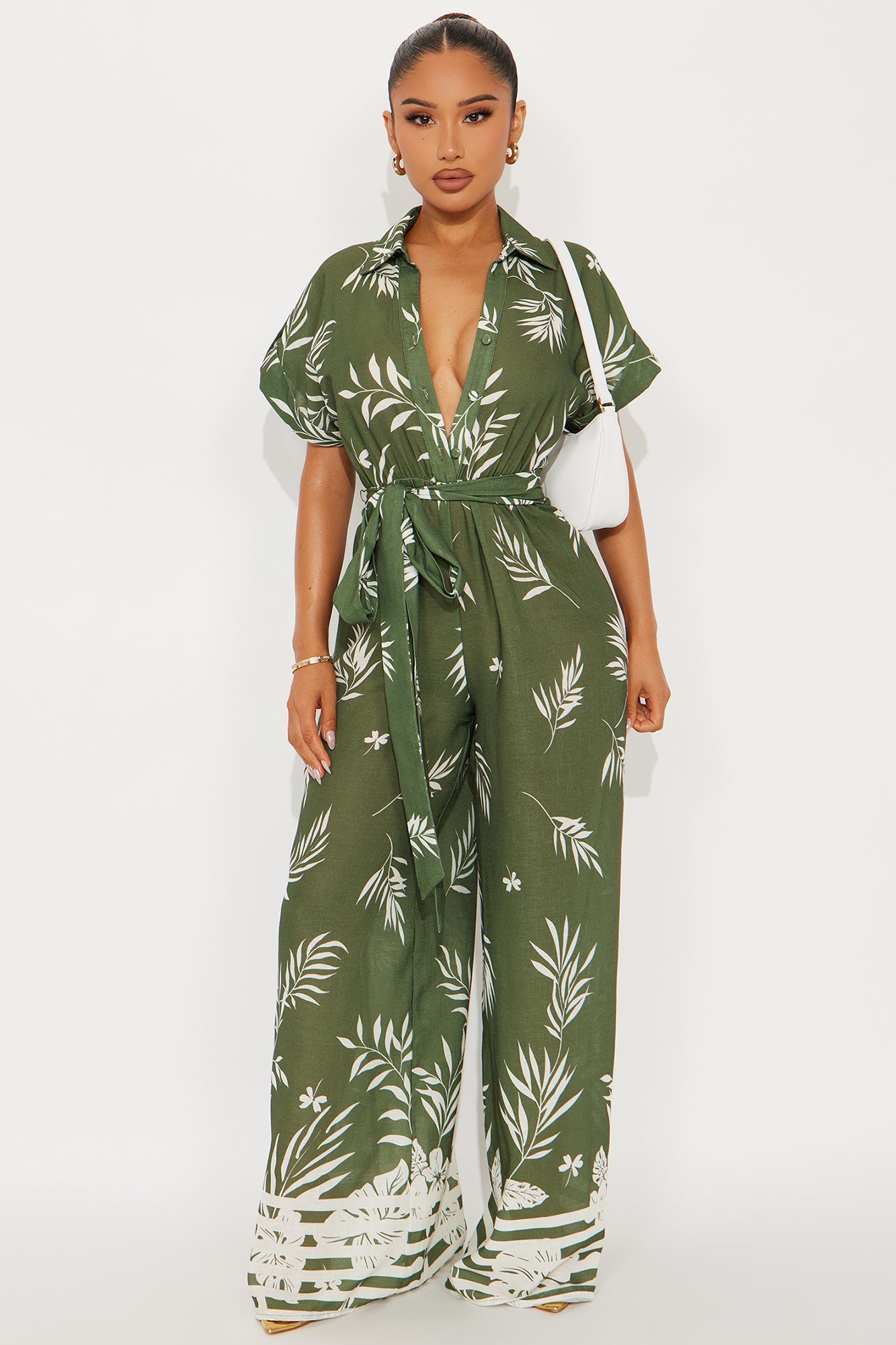 On A Misson Linen Jumpsuit - Olive/combo
