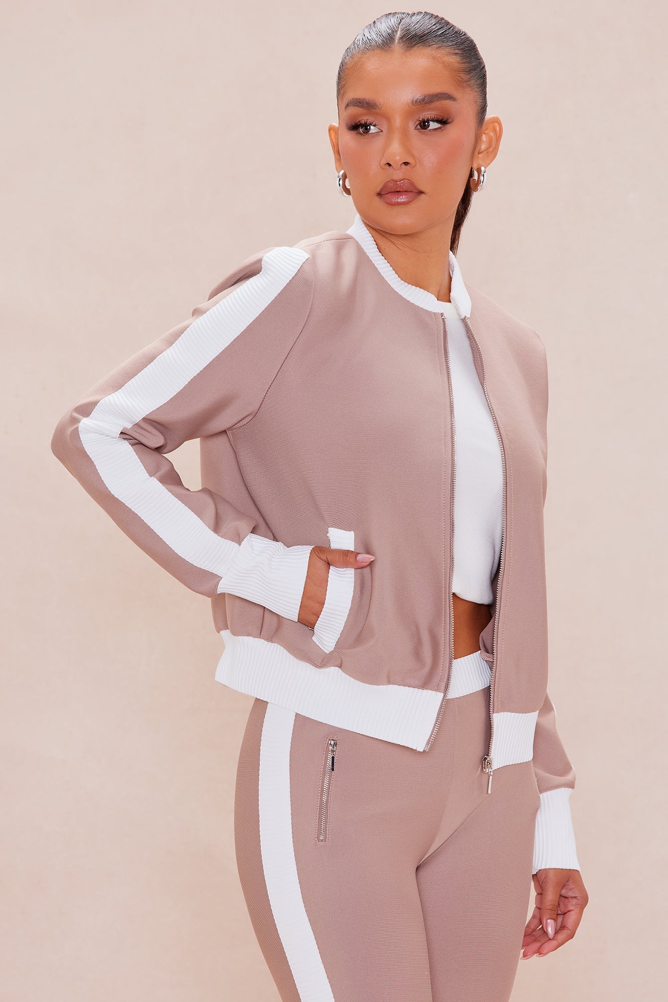 Blair Bandage Jacket - Taupe/combo