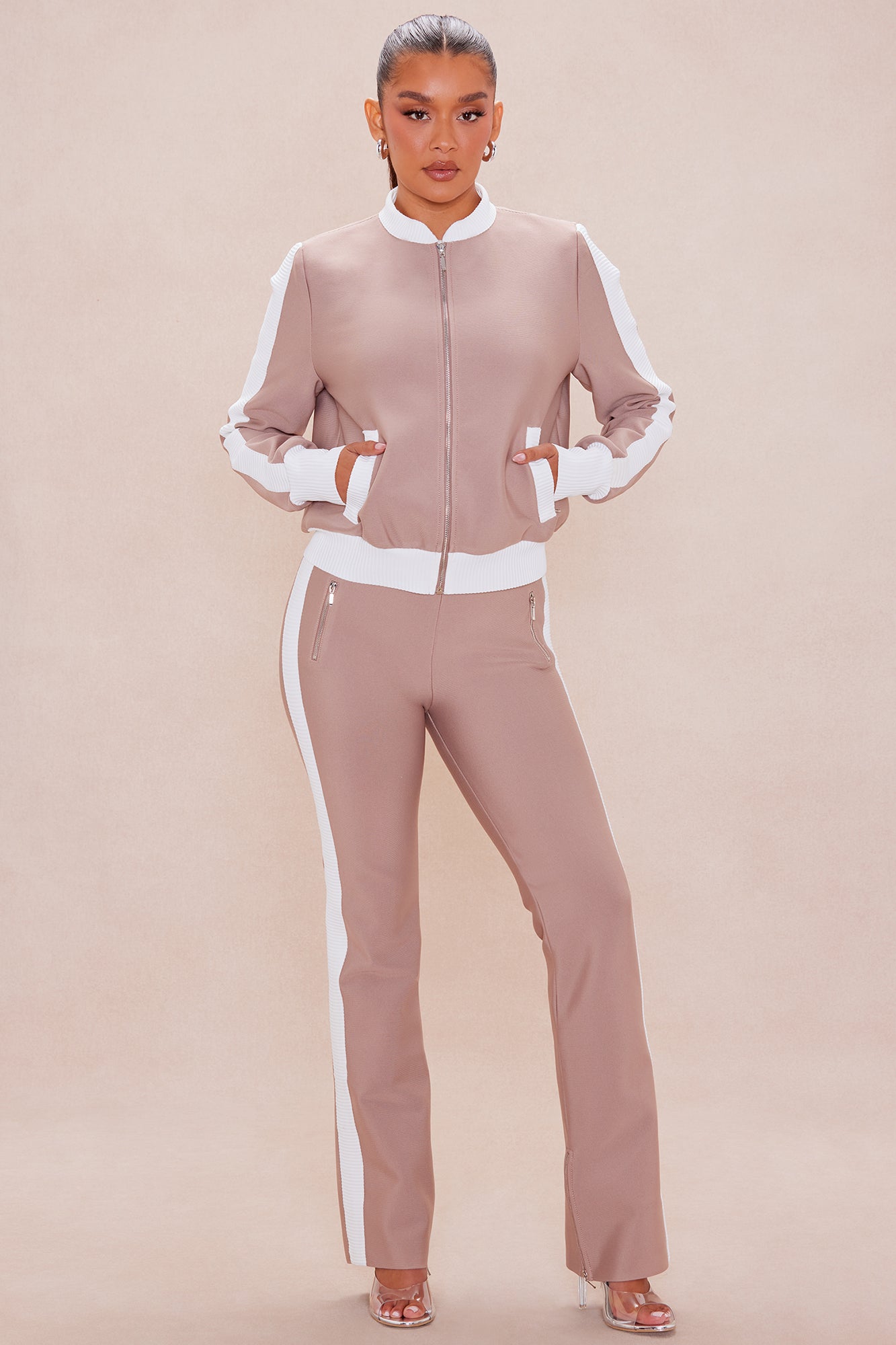 Blair Bandage Jacket - Taupe/combo