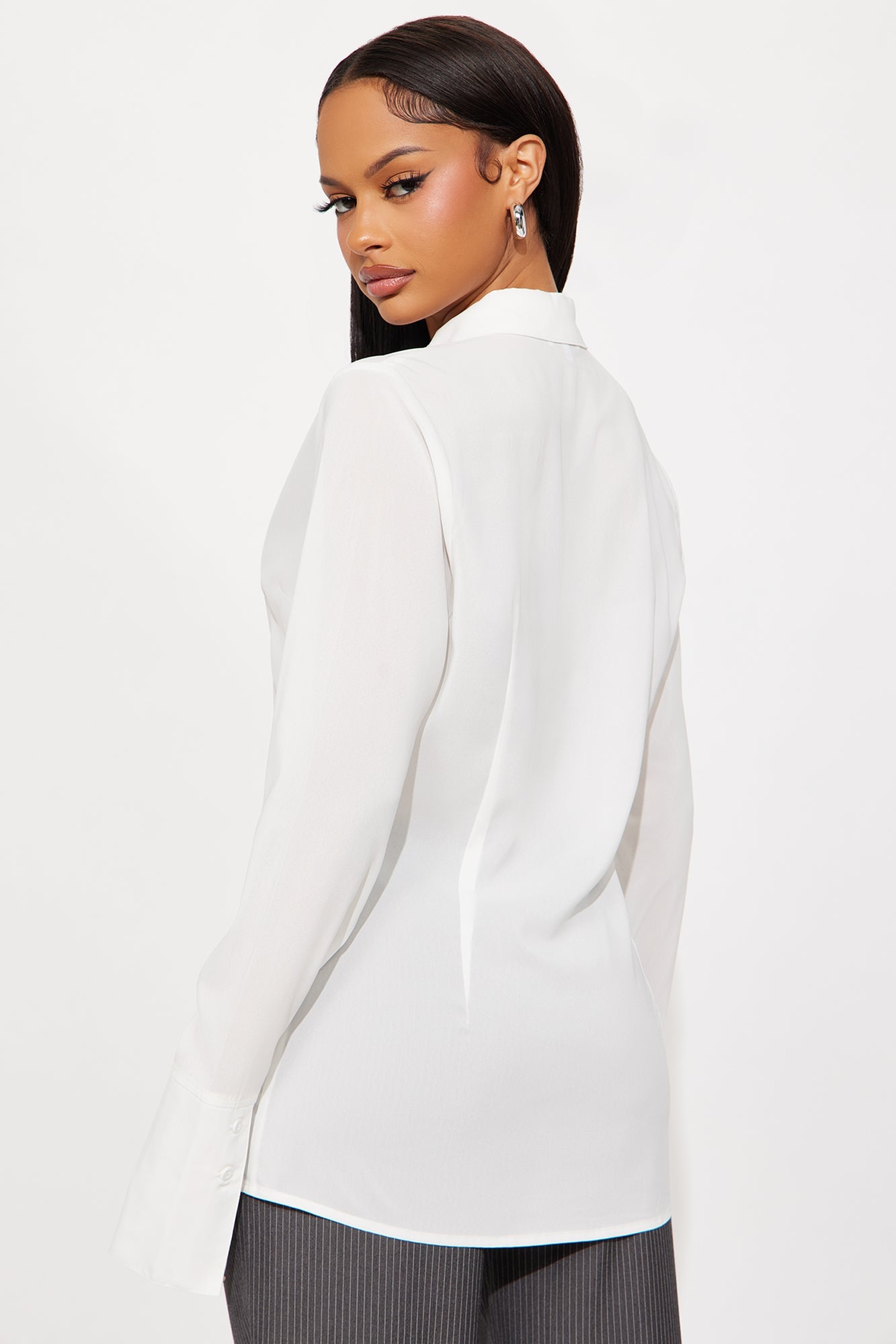 Out And About Chiffon Shirt - White