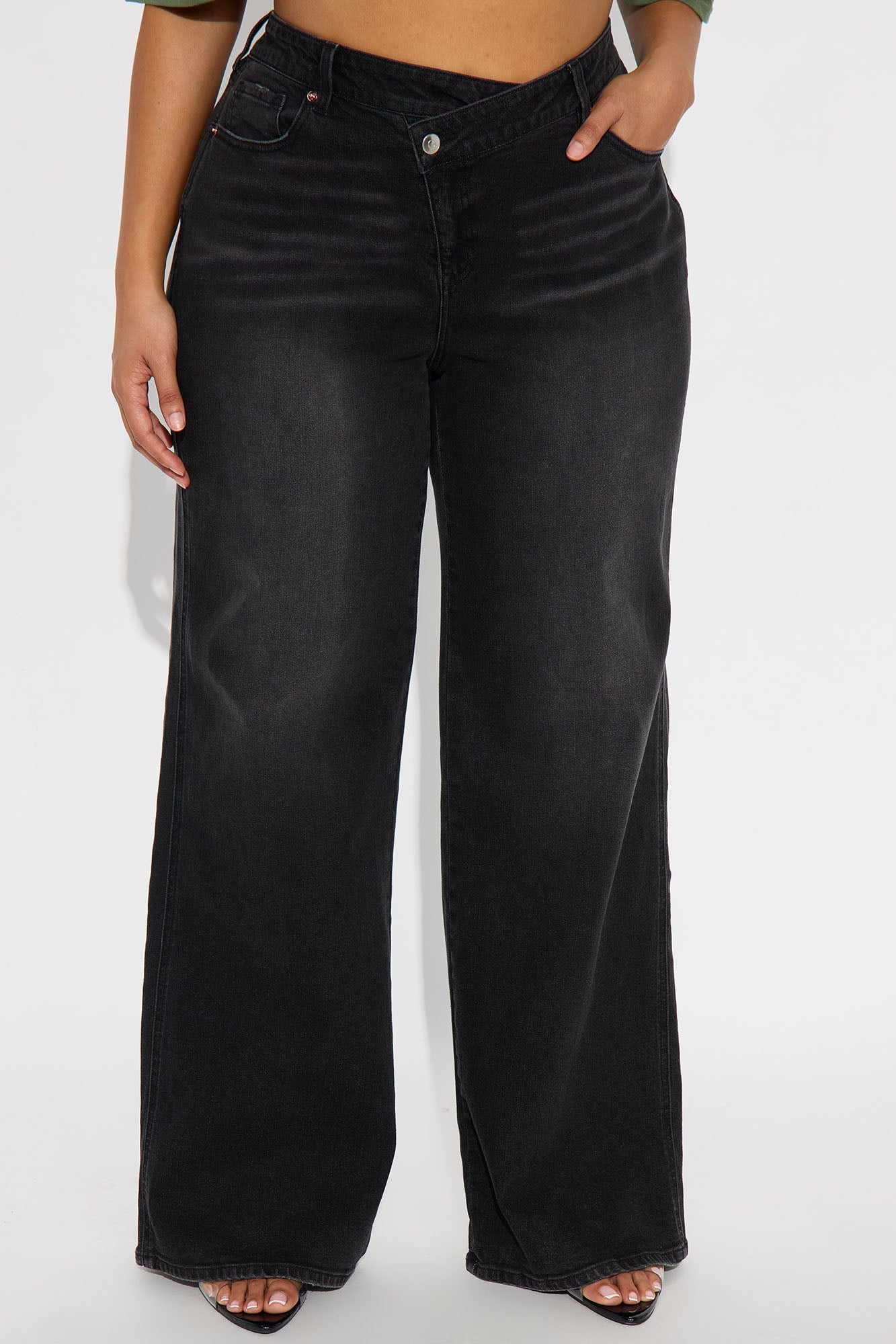 Eastside Low Rise Crossover Wide Leg Jean - Black Wash