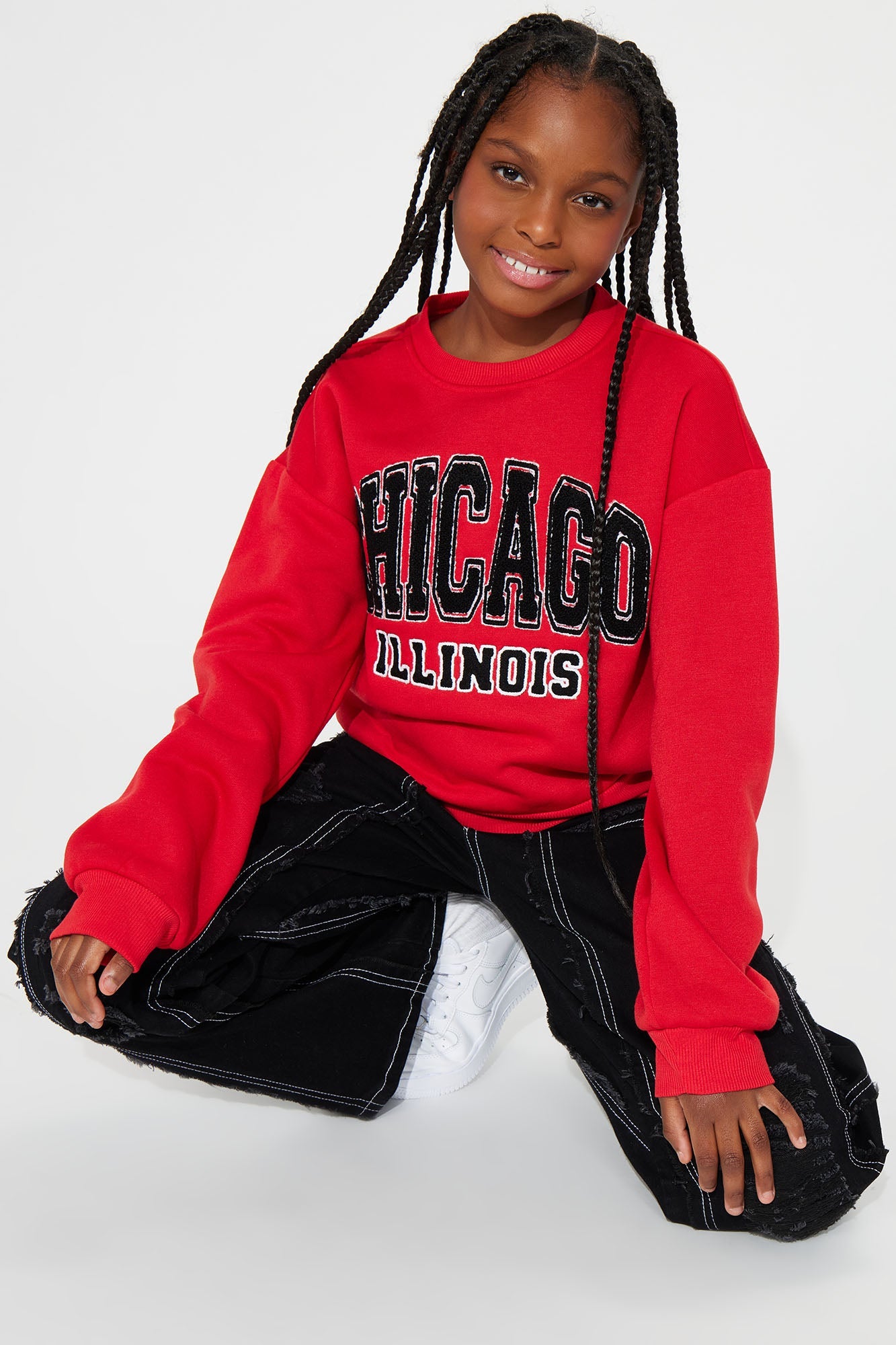 Mini Chicago Crew Neck Sweatshirt - Red