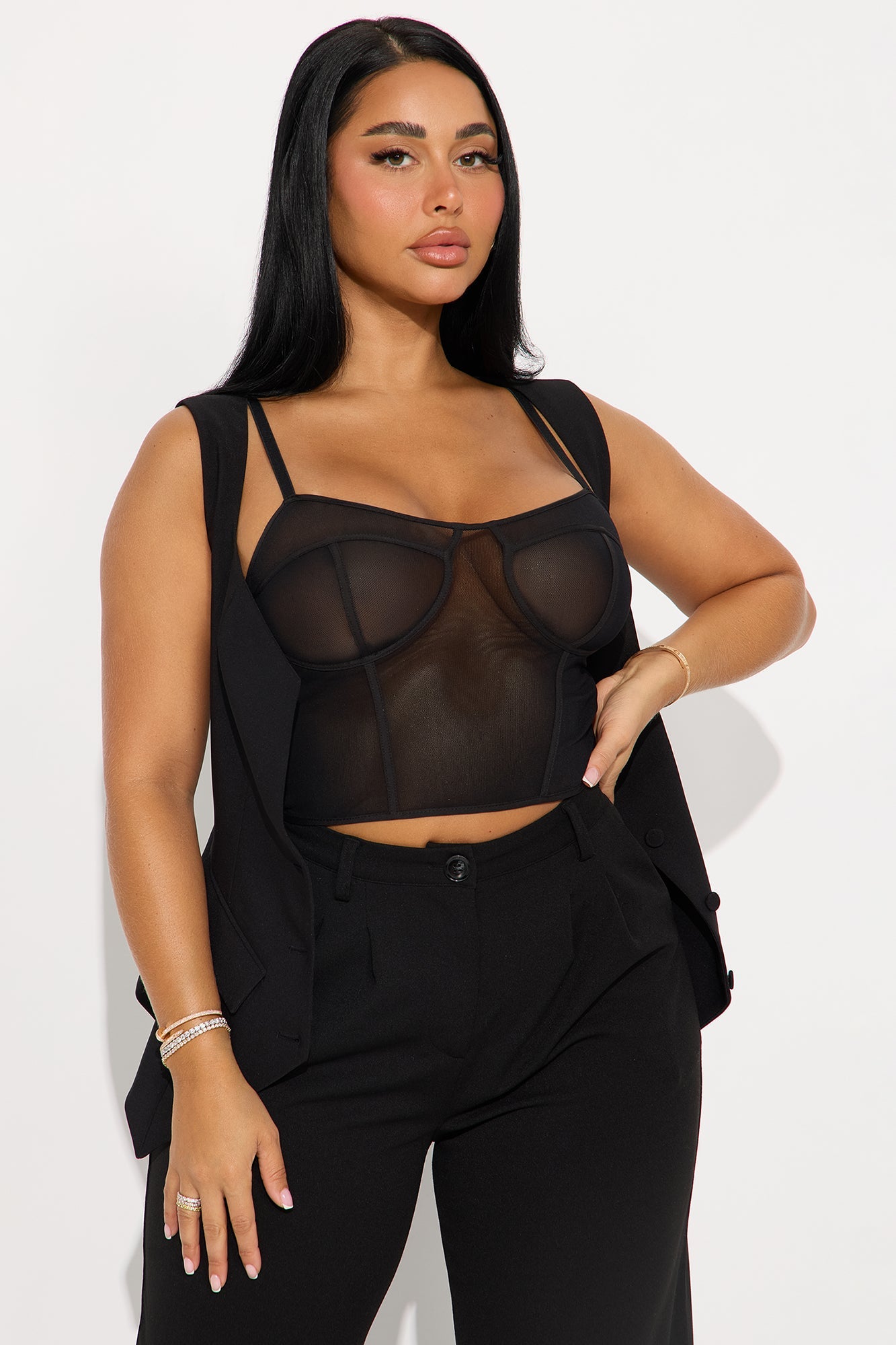 Bossed Up 2 Piece Vest Set - Black