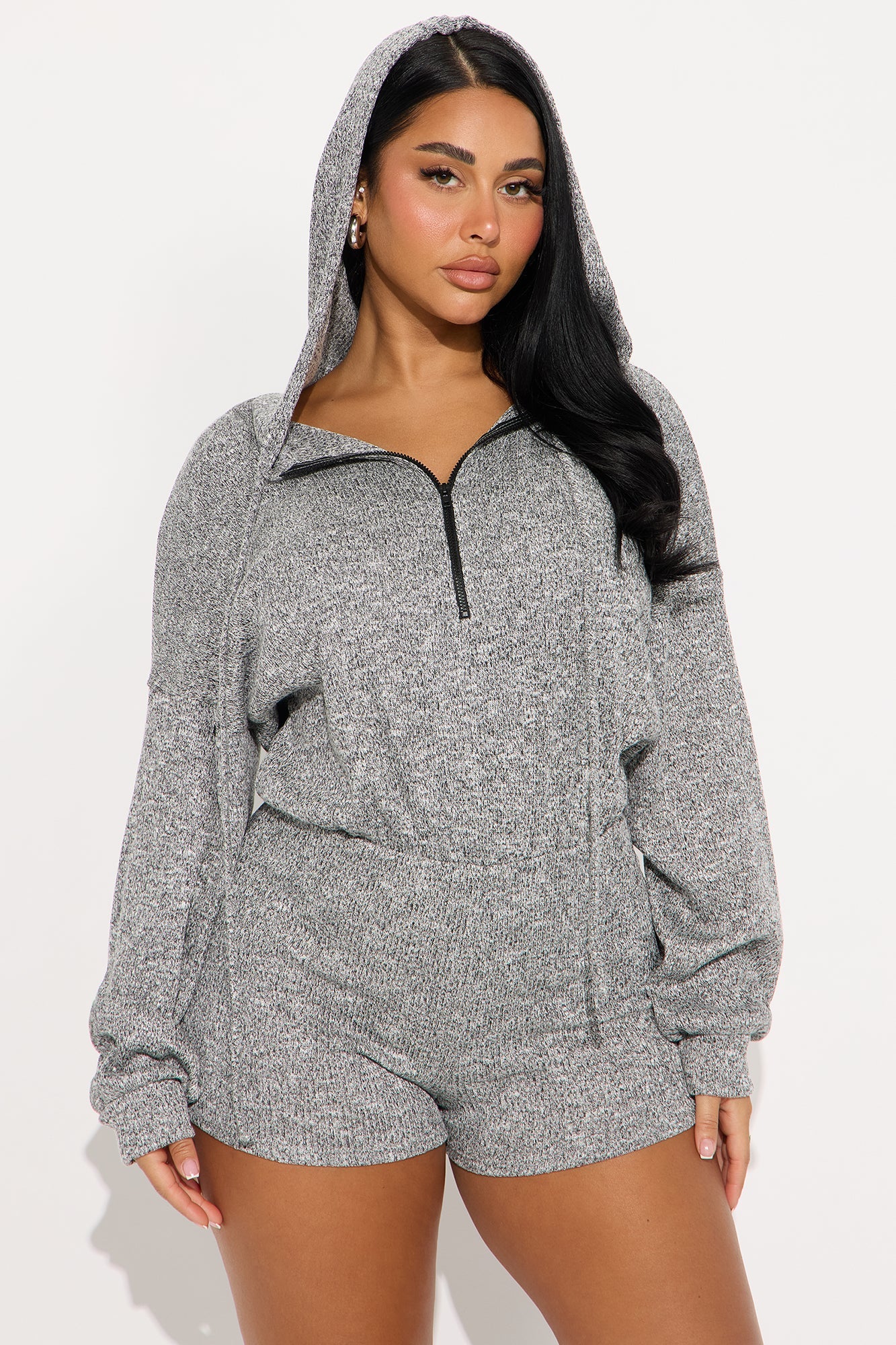 Azra Long Sleeve Romper - Grey