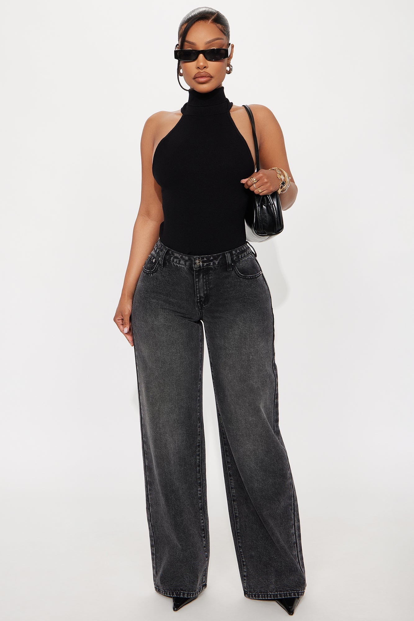 Westside Low Rise Wide Leg Jean - Black Wash
