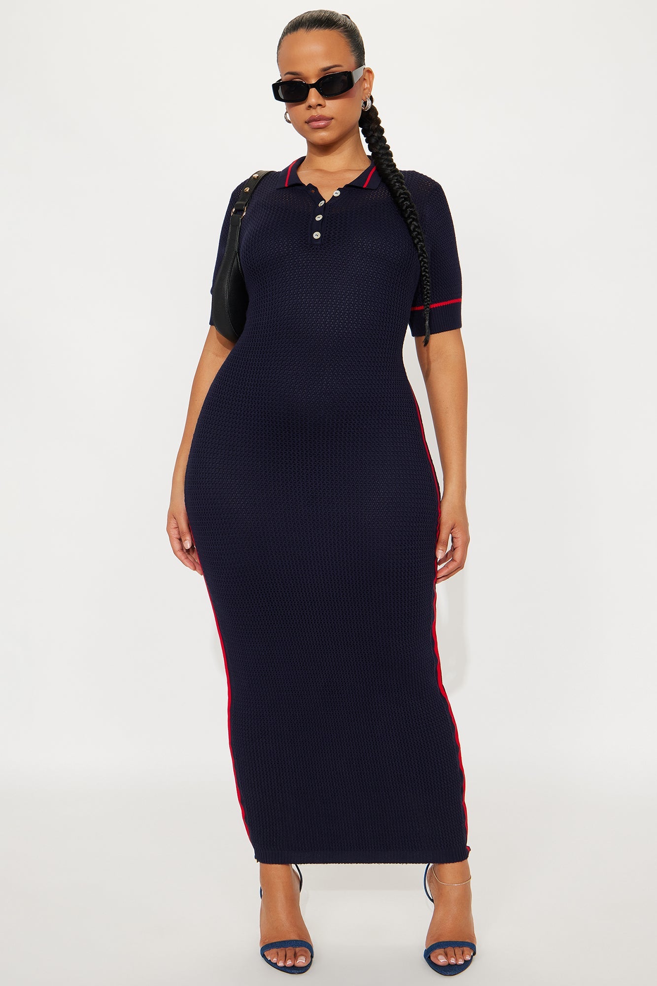Fair Game Sweater Maxi Dress - Navy/combo