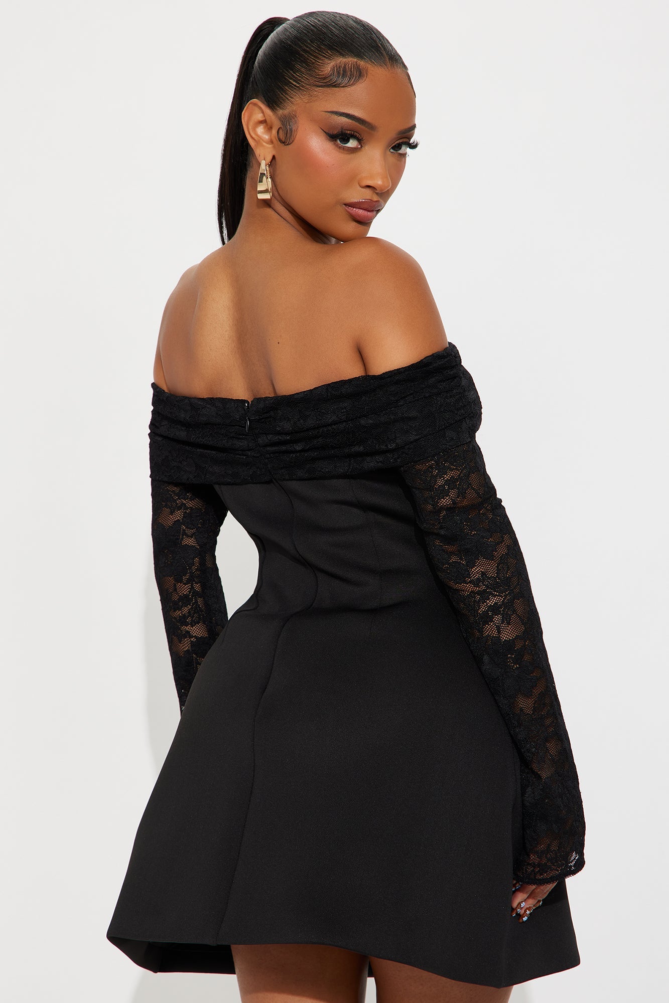 Milani Long Sleeve Mini Dress - Black