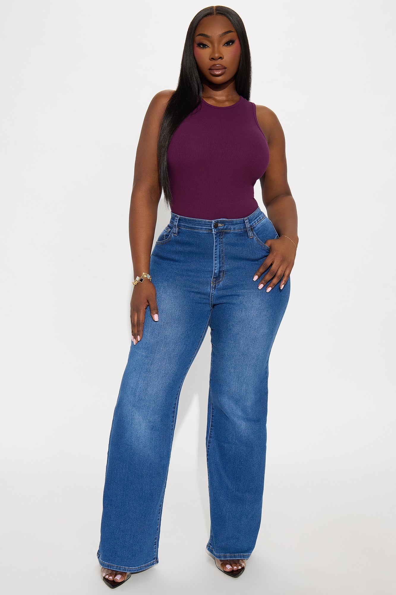 Model Attitude Racerback Bodysuit - Plum