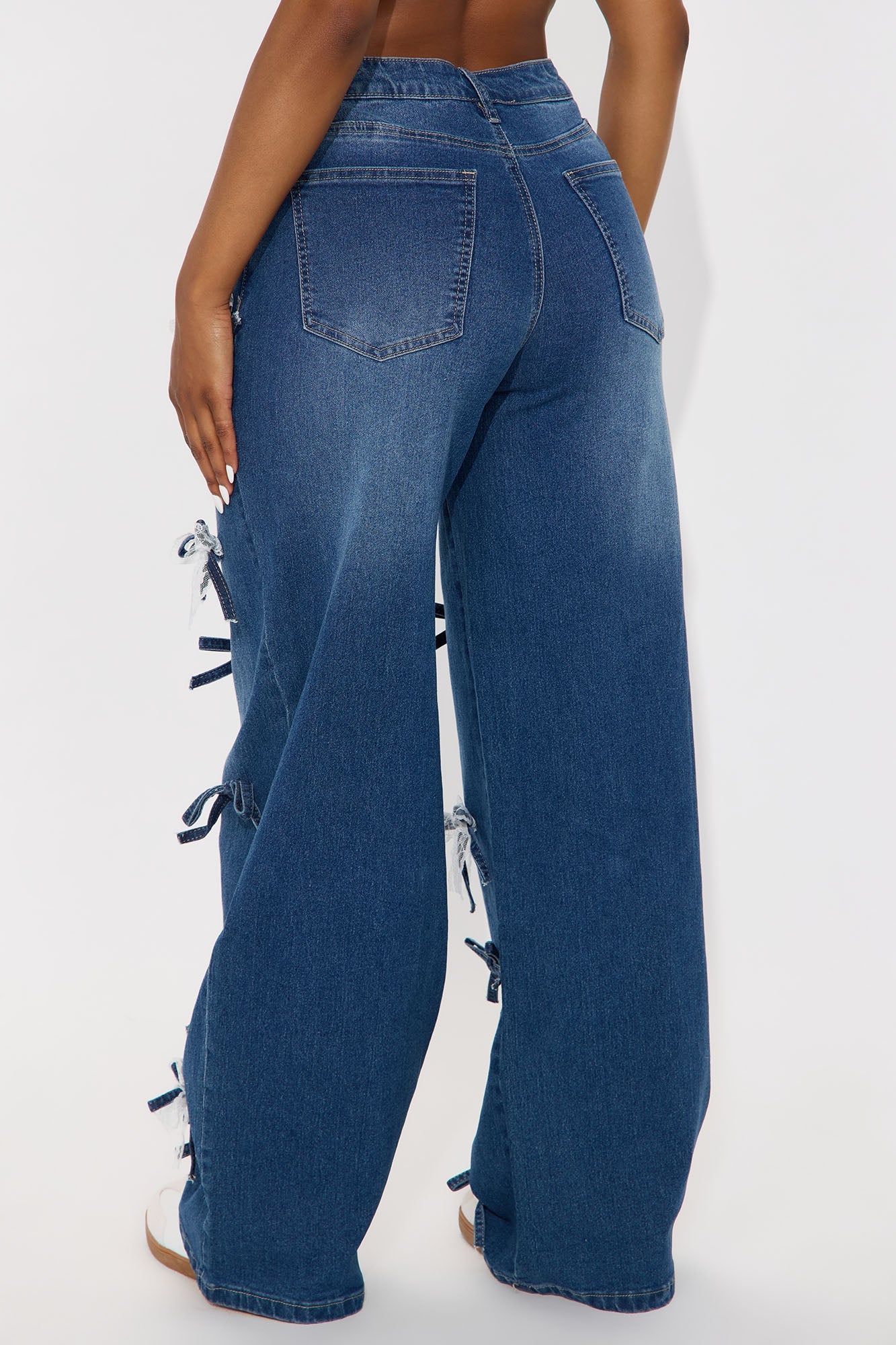 Bowtiful Tinted Wide Leg Jeans - Dark Wash