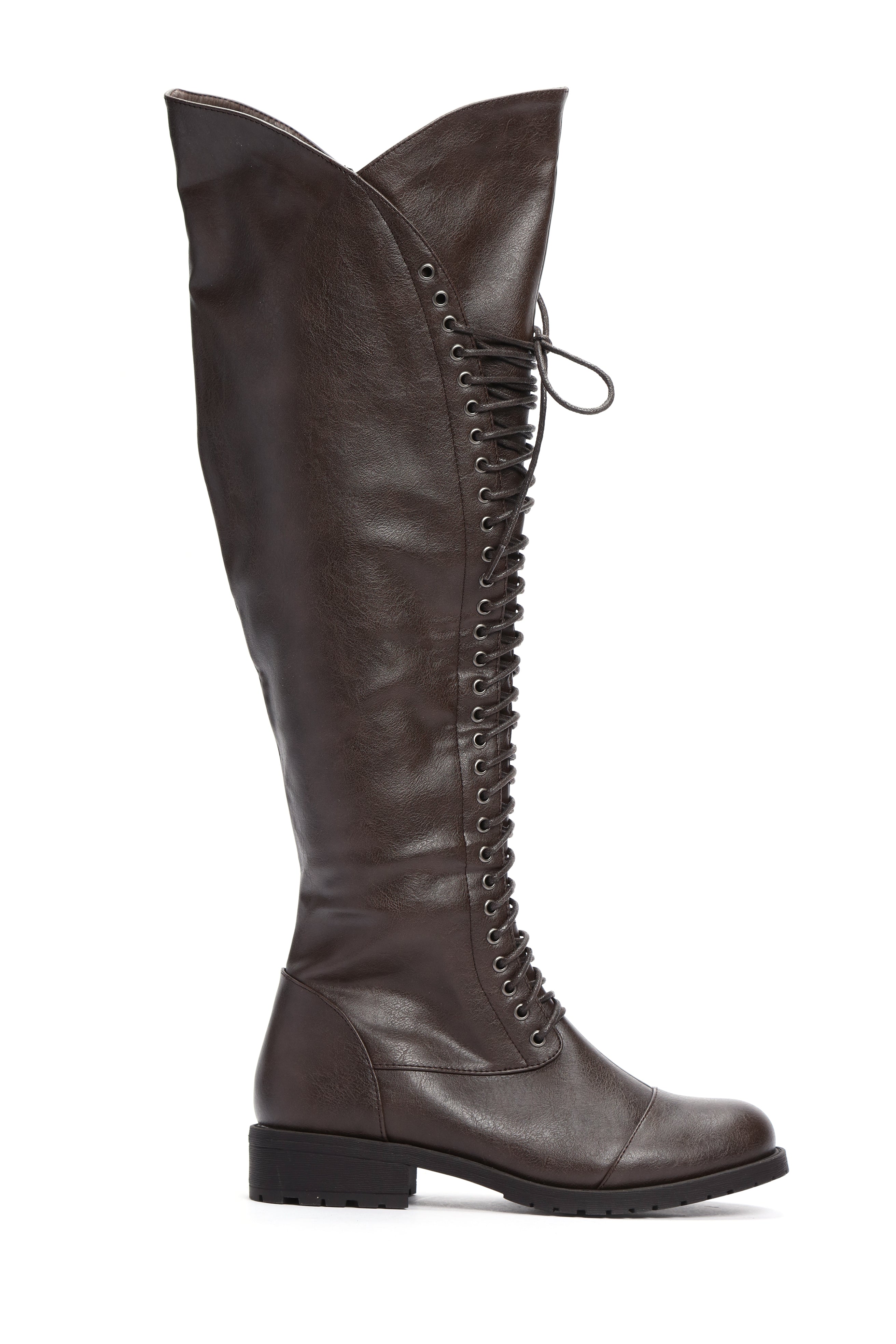 Too Much Talk Flat Boot - Brown