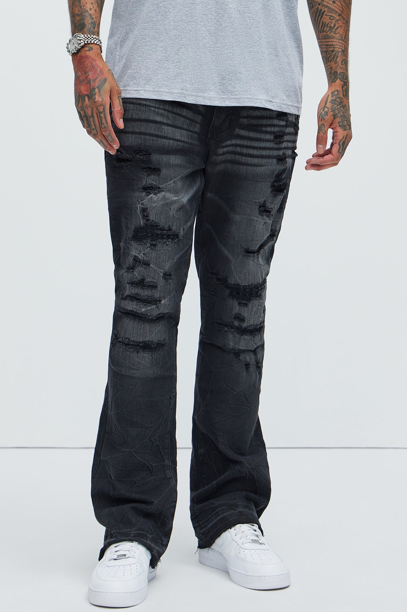 Undercover Slim Stacked Flare Jeans - Black Wash