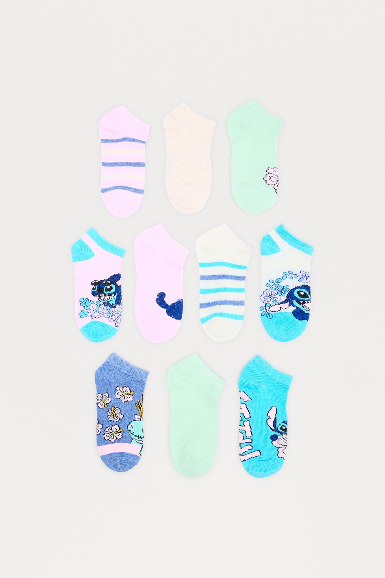 Mini Stitch And Scrump No Show Socks 10 Pack - Blue/combo