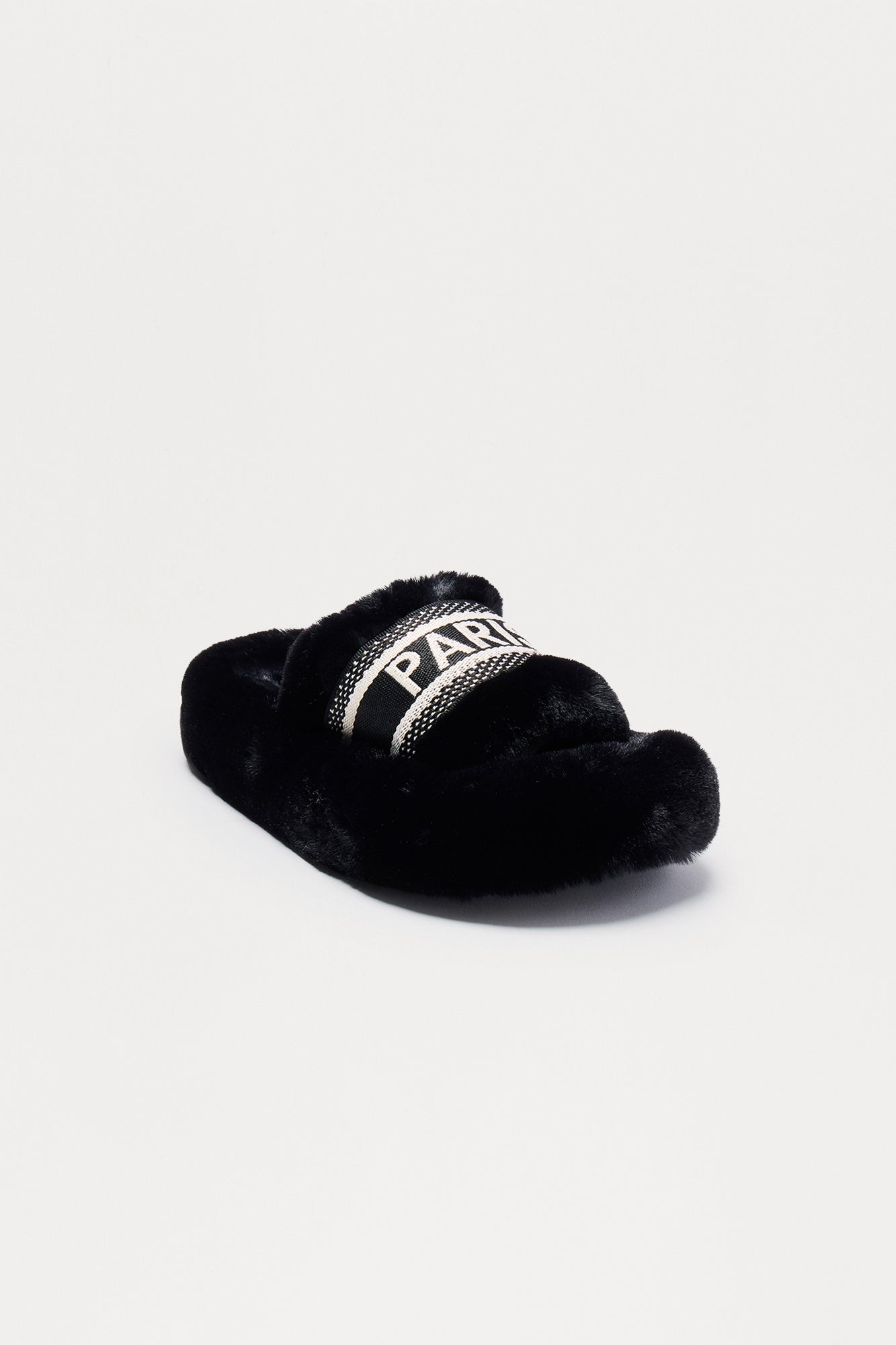 Witty Faux Fur Slippers - Black