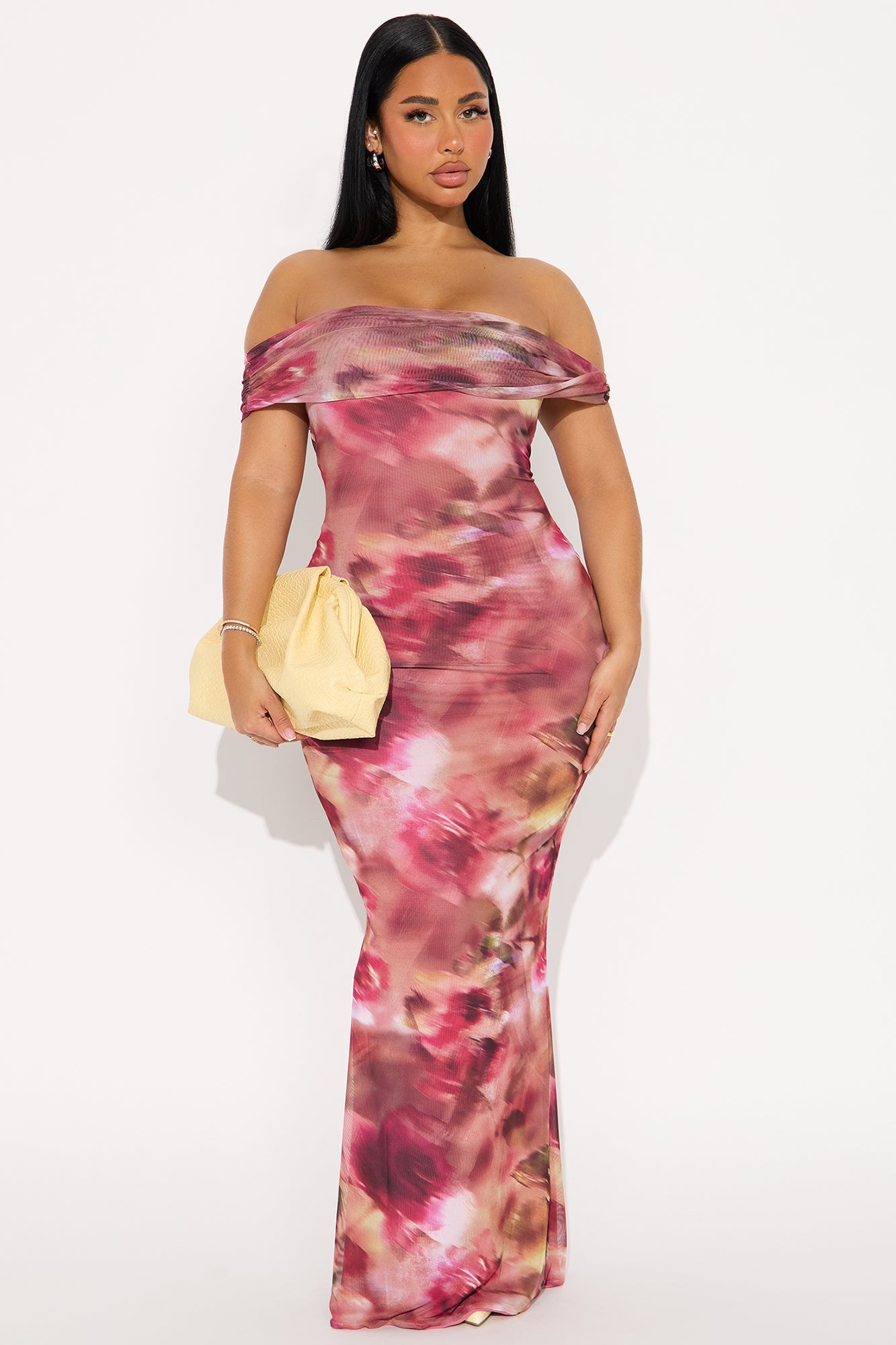 Jasmyn Off Shoulder Maxi Dress - Pink/combo
