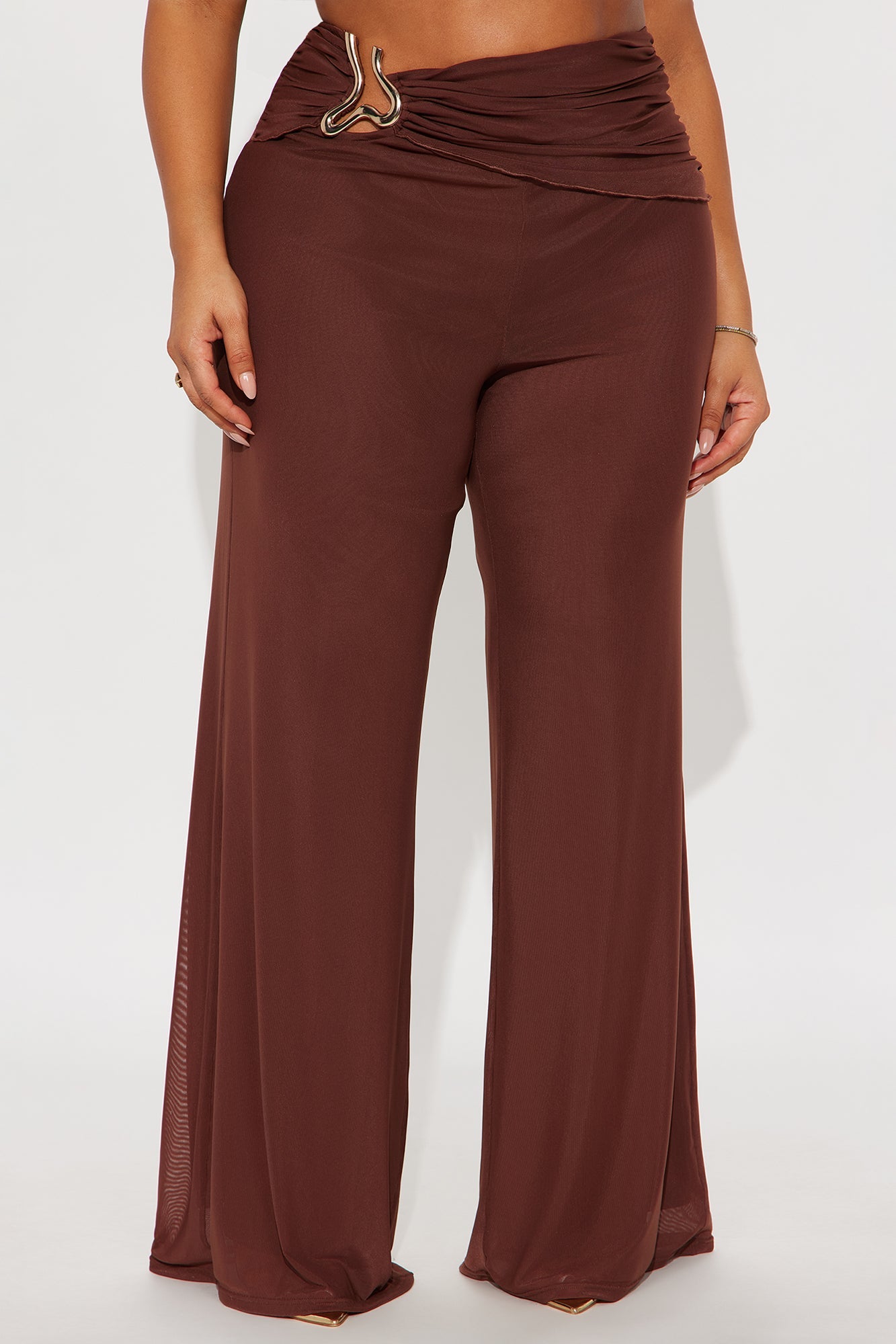 No Set Boundaries Mesh Wide Leg Pant - Brown