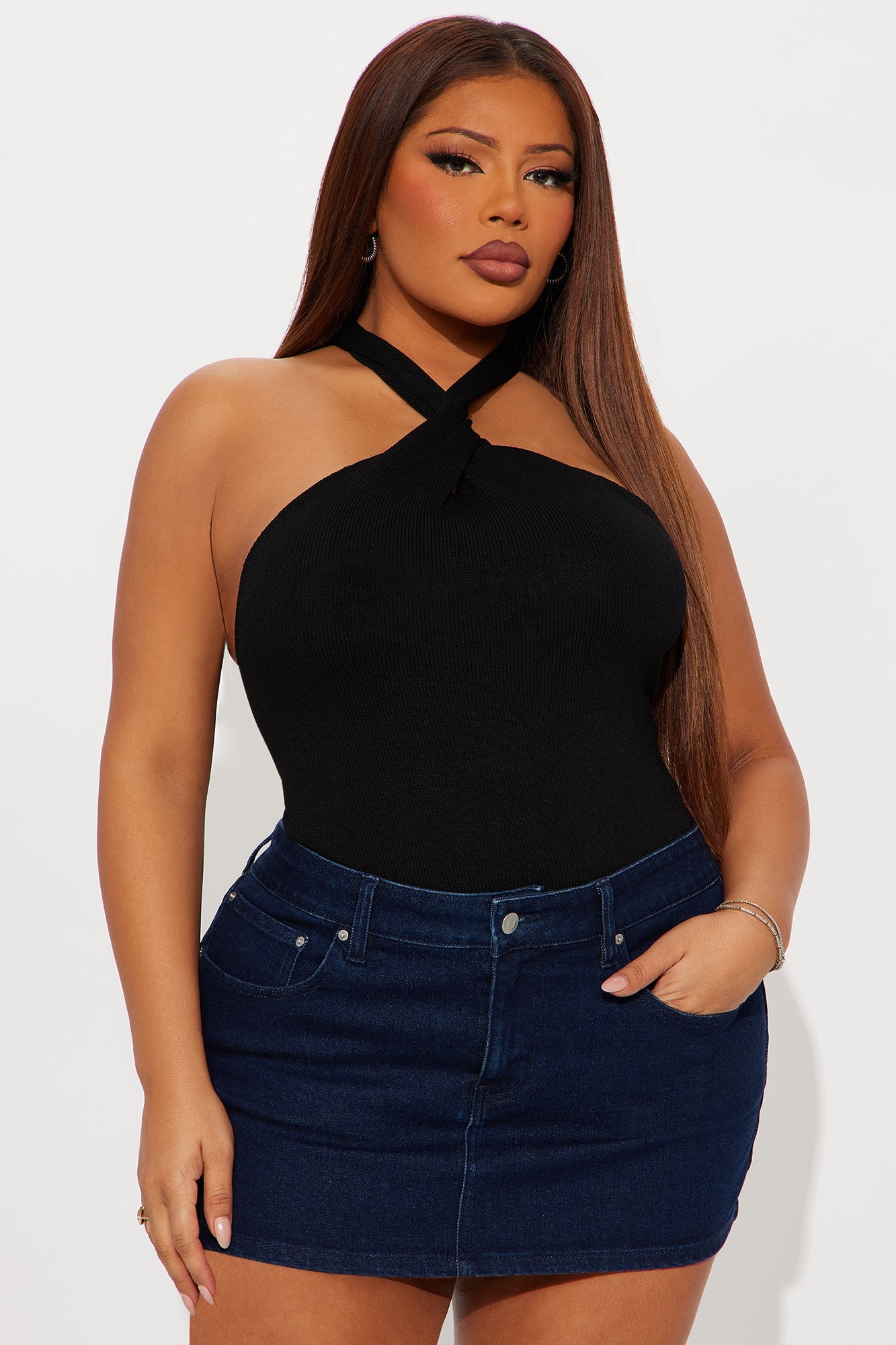 So Scandalous Twisted Sweater Top - Black