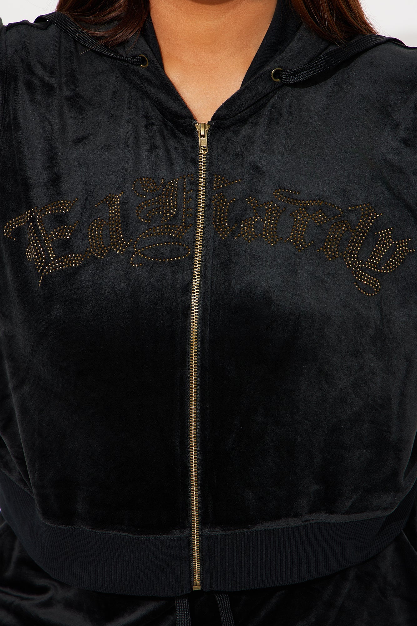 Ed Hardy Tattoo Gold Eagle Velour Pant Set - Black