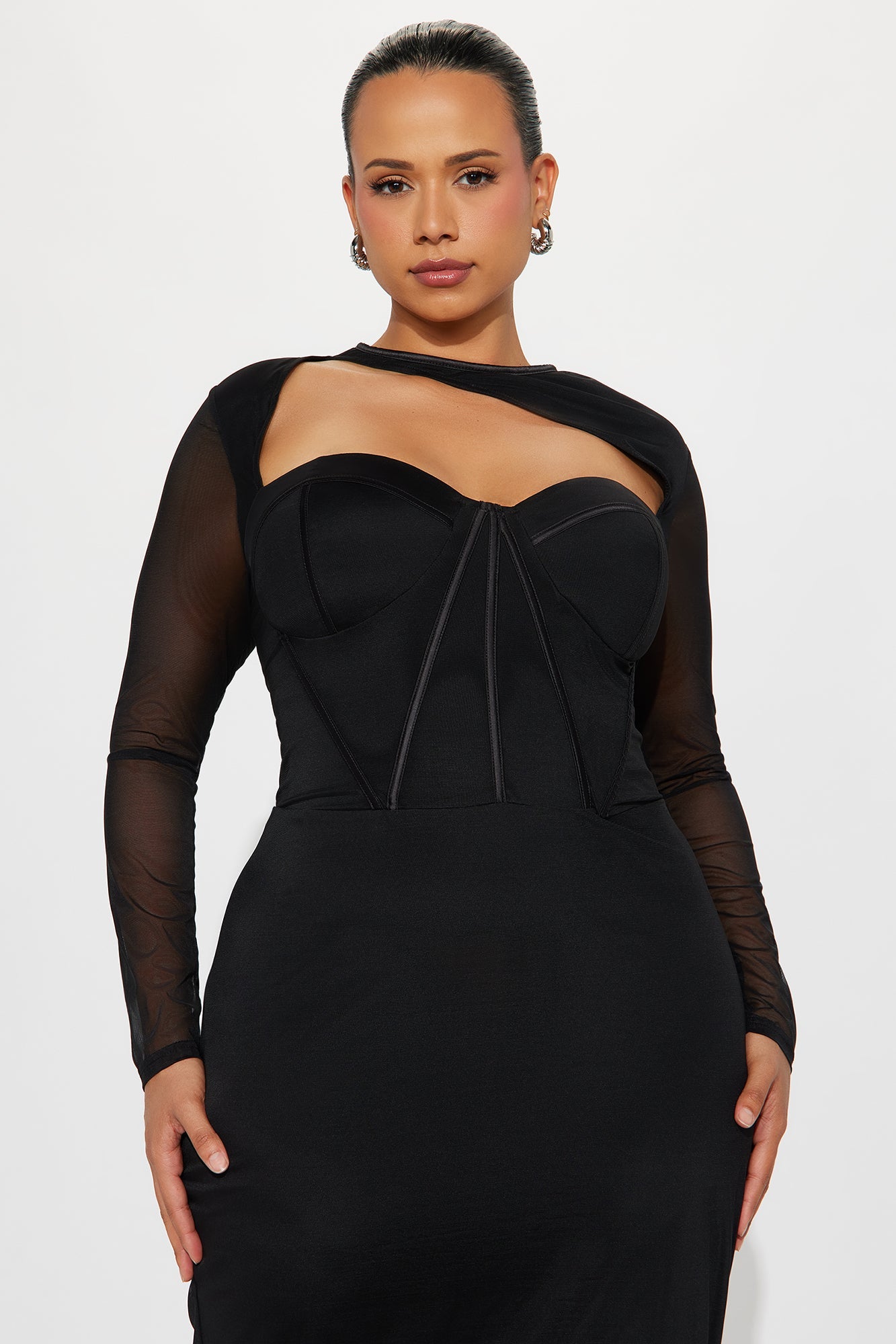 Cocktail Hour Corset Midi Dress - Black