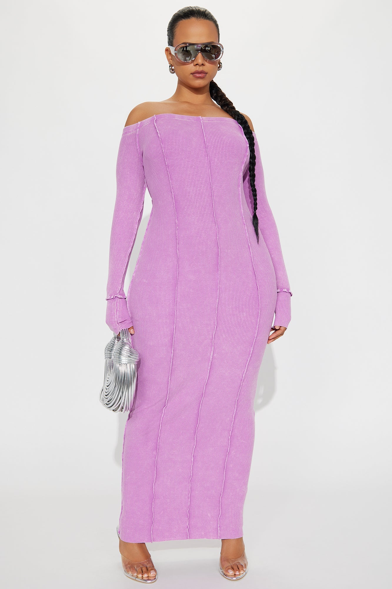 Randi Washed Ribbed Maxi Dress - Lilac