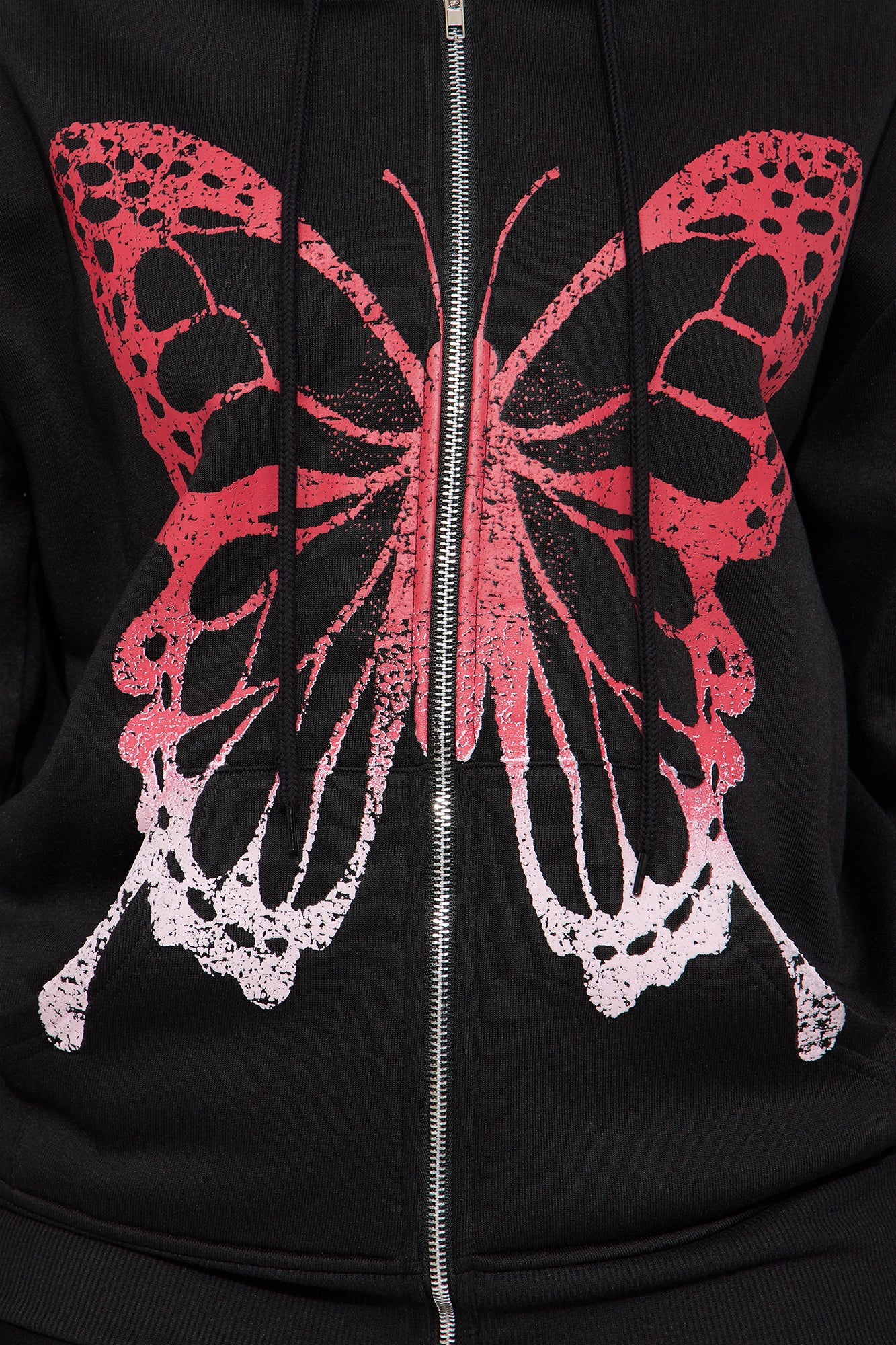 Bianca Ombre Butterfly Full Zip Hoodie - Black