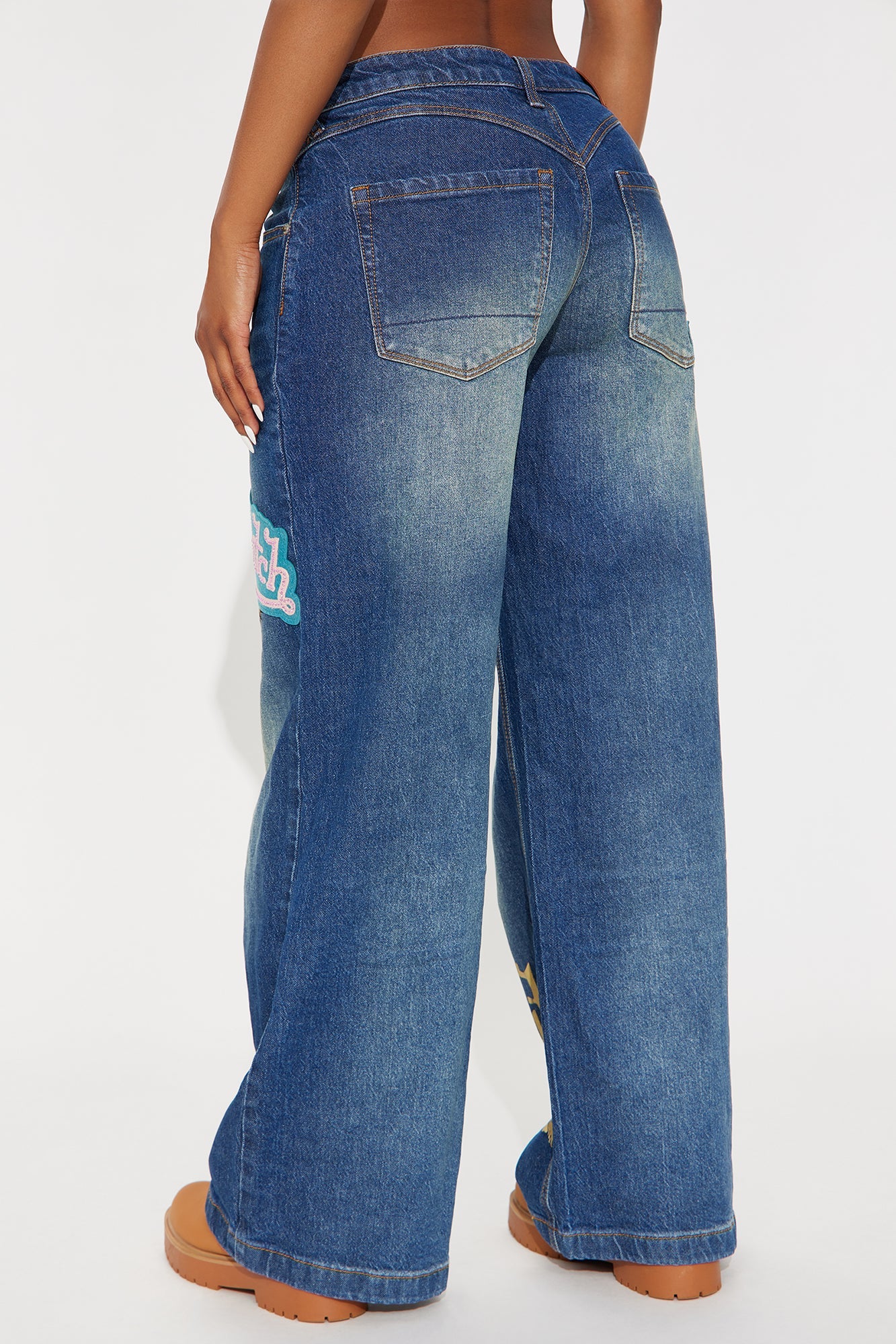 Von Dutch Eyeball Tinted Wide Leg Jeans - Dark Wash