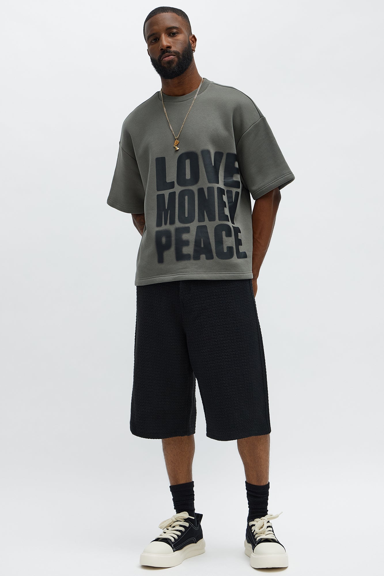 Tyson Oversized Spray Paint Short Sleeve Tee - Dark Grey