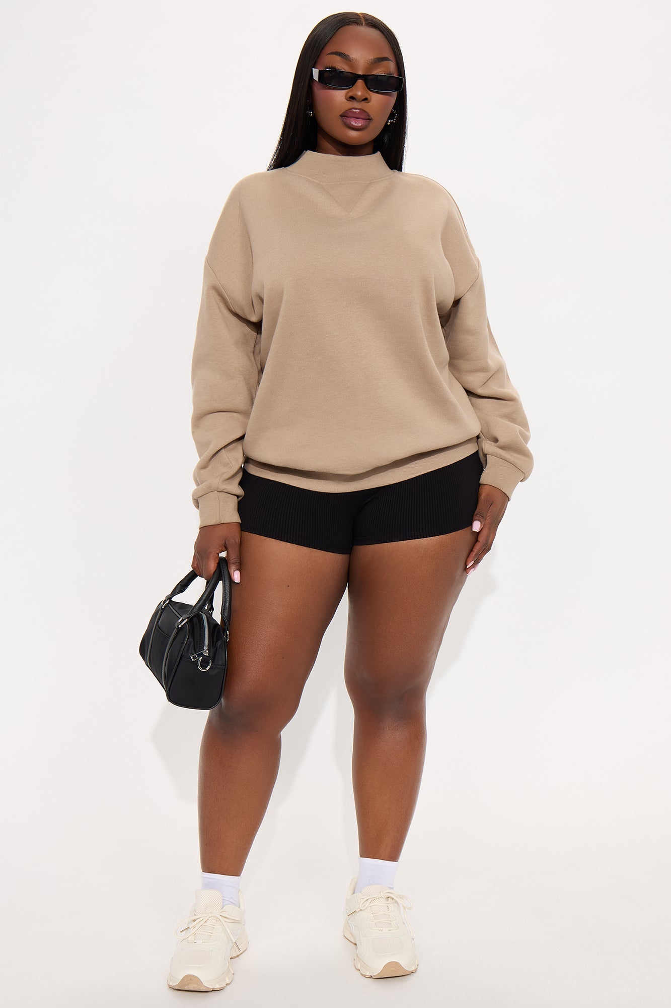 The Classic Mock Neck Sweatshirt - Taupe