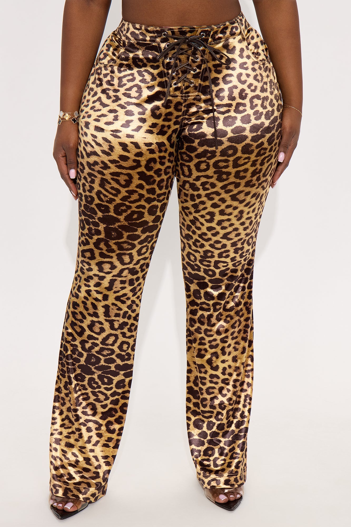 In Your Dreams Satin Leopard Flare Pant - Leopard