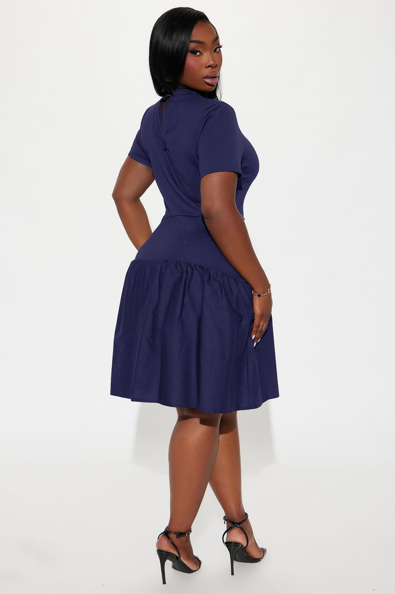 Kennedy Short Sleeve Drop Waist Mini Dress - Navy