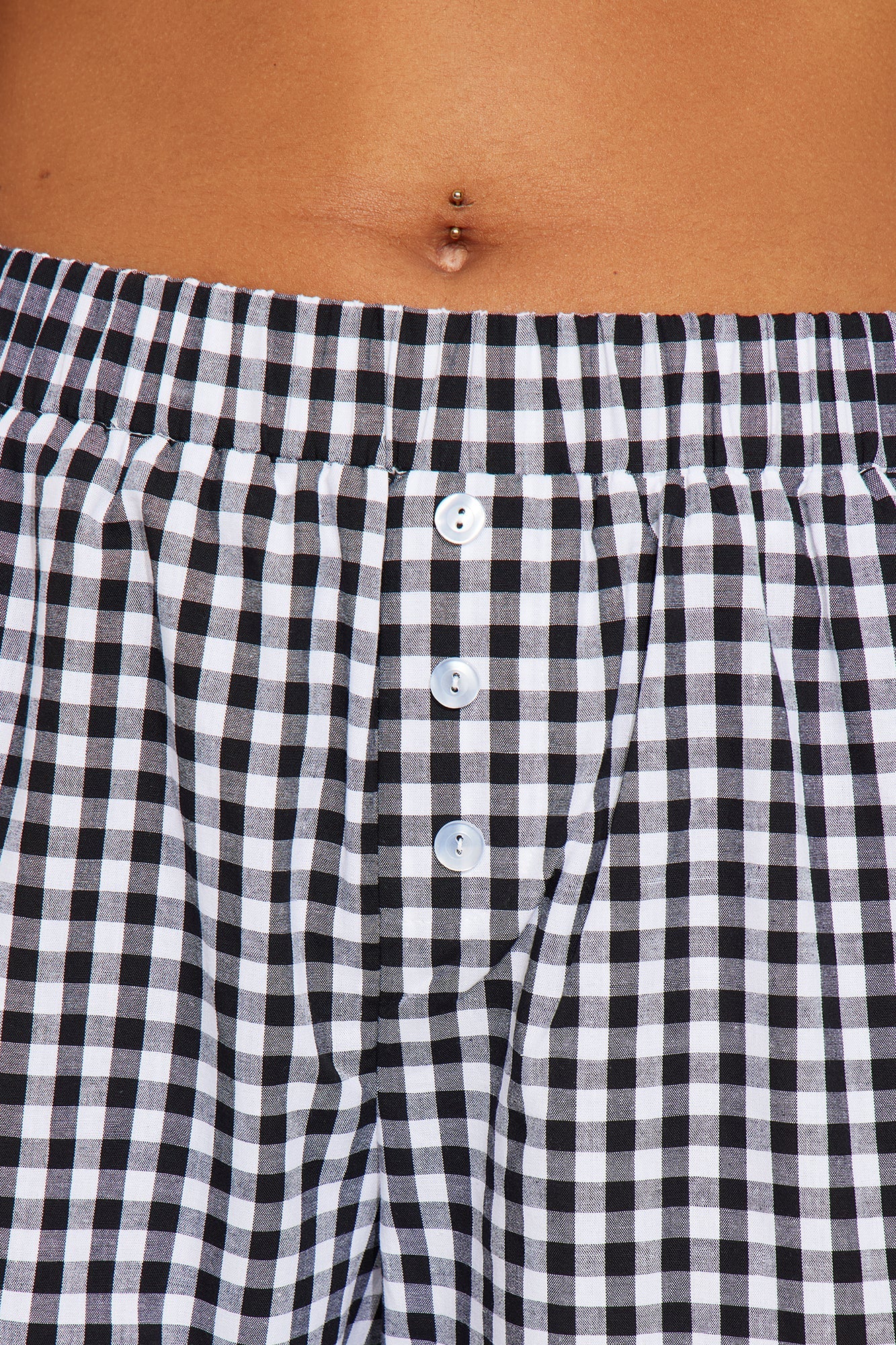 Cruise Along Gingham Boxer Pant - Black/White