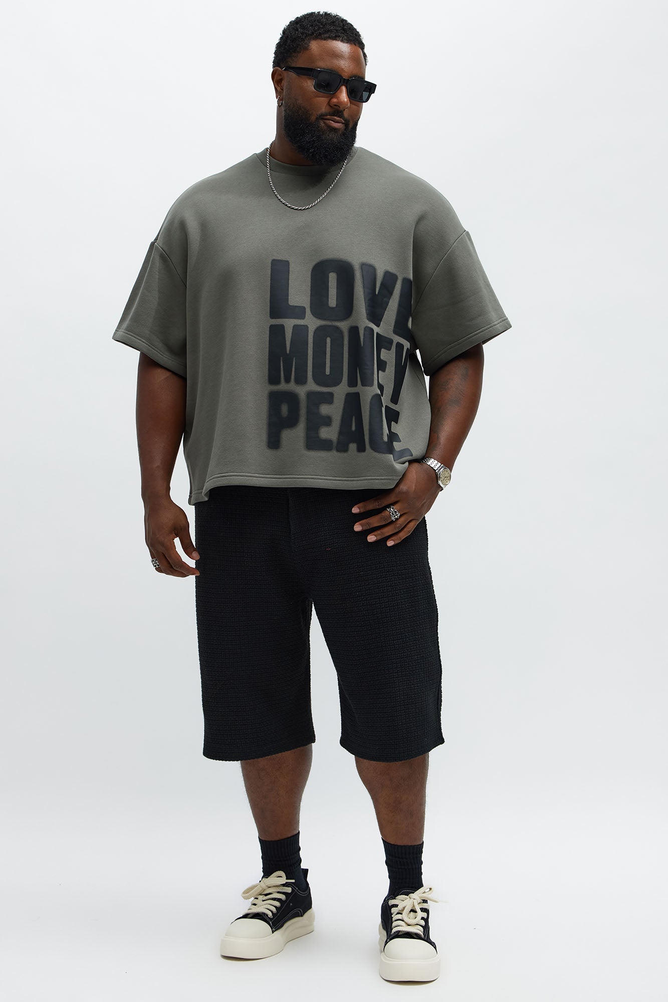 Tyson Oversized Spray Paint Short Sleeve Tee - Dark Grey