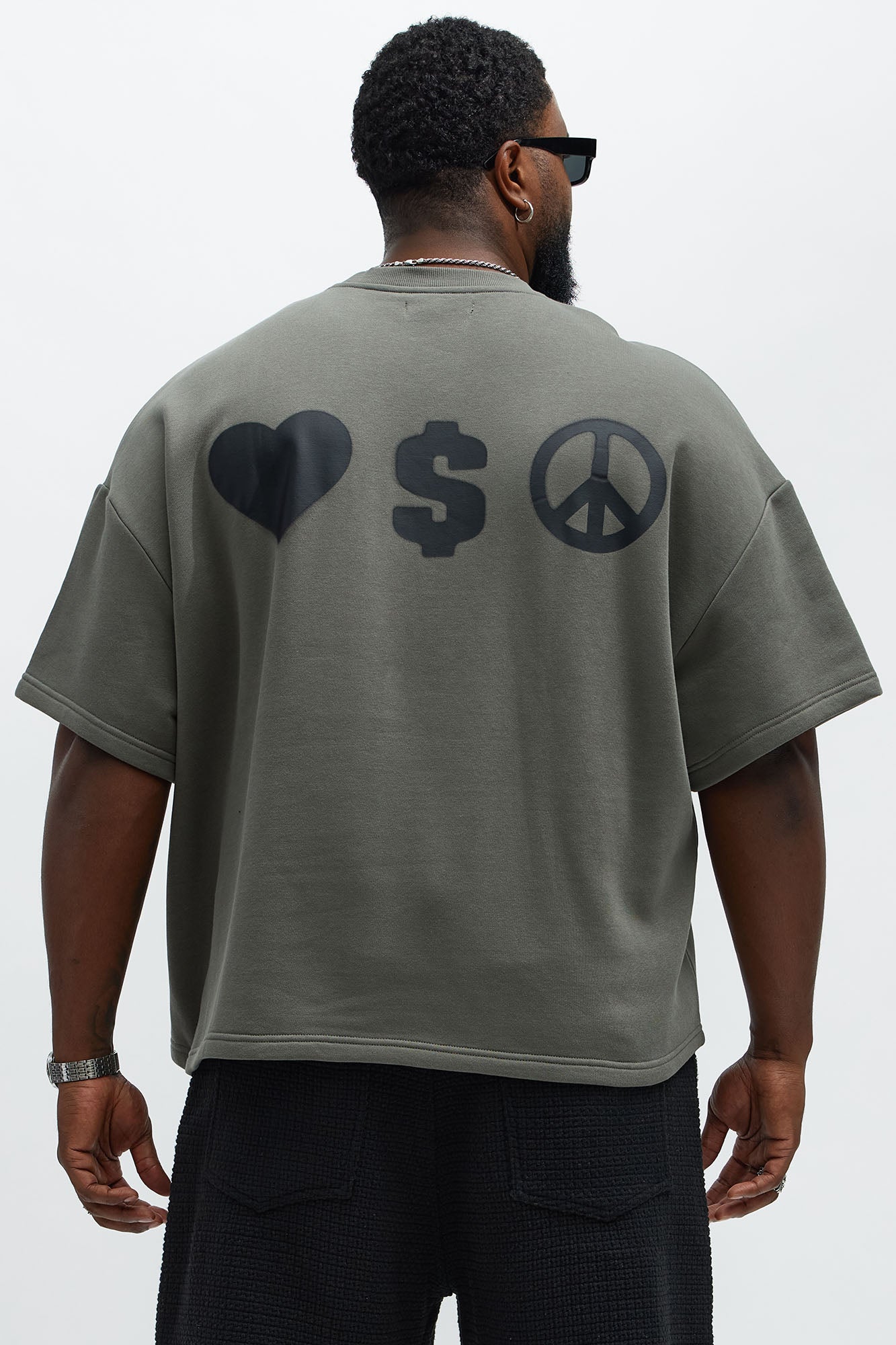 Tyson Oversized Spray Paint Short Sleeve Tee - Dark Grey