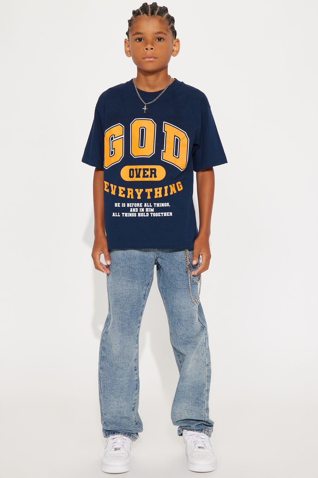 Mini God Over Everything Short Sleeve Tee - Navy