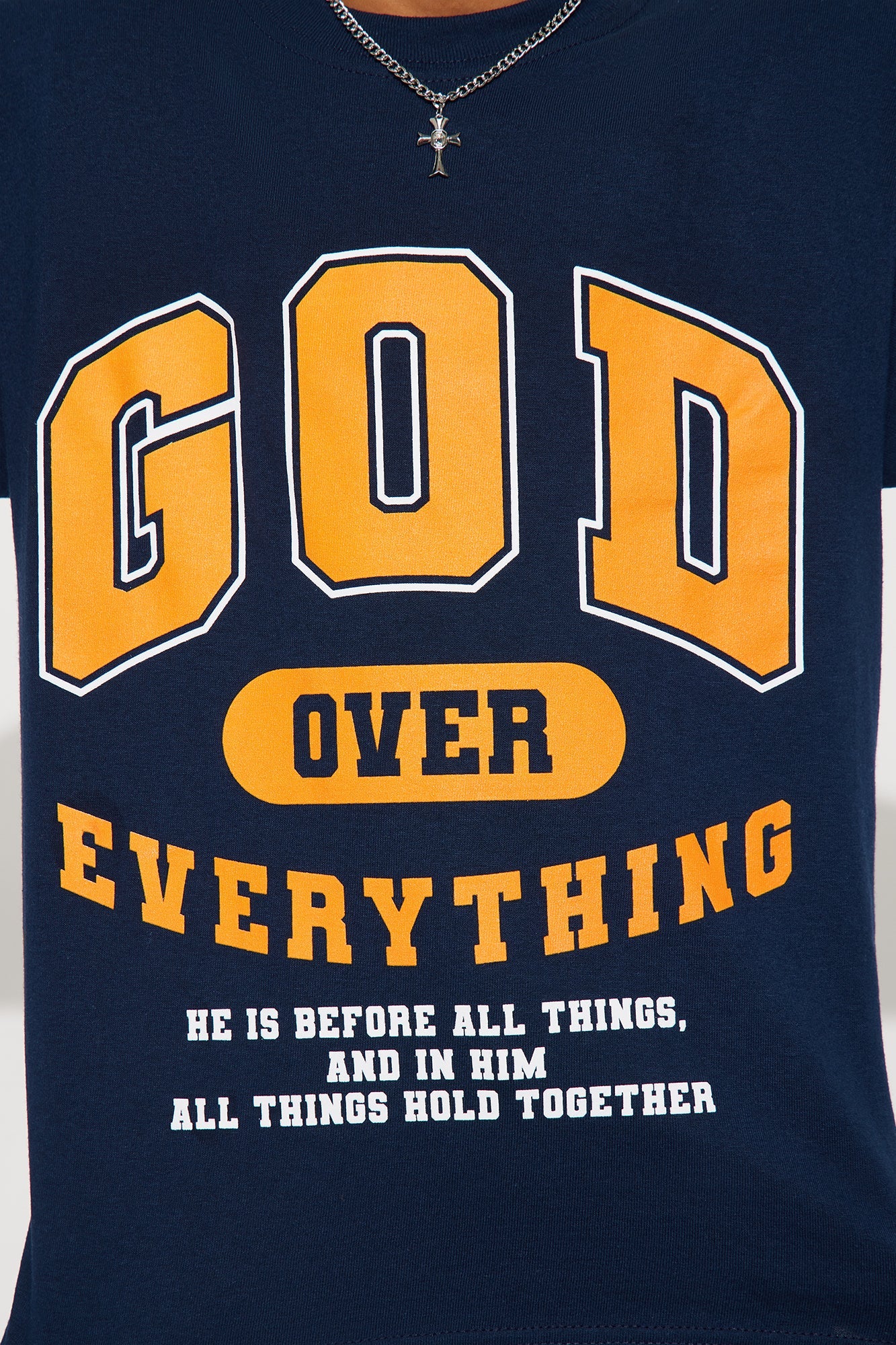 Mini God Over Everything Short Sleeve Tee - Navy