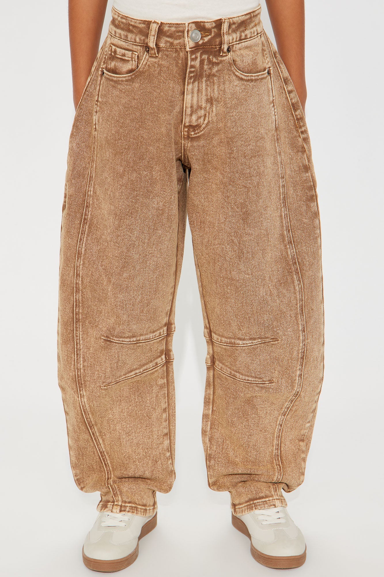 Mini Cecilia Mineral Wash Barrel Jeans - Chocolate