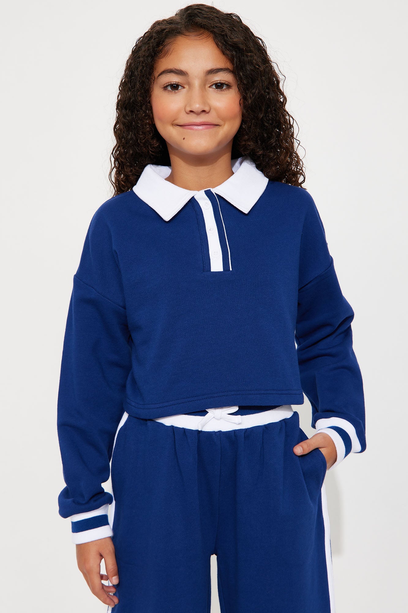 Mini Country Club Polo Fleece Pant Set - Navy